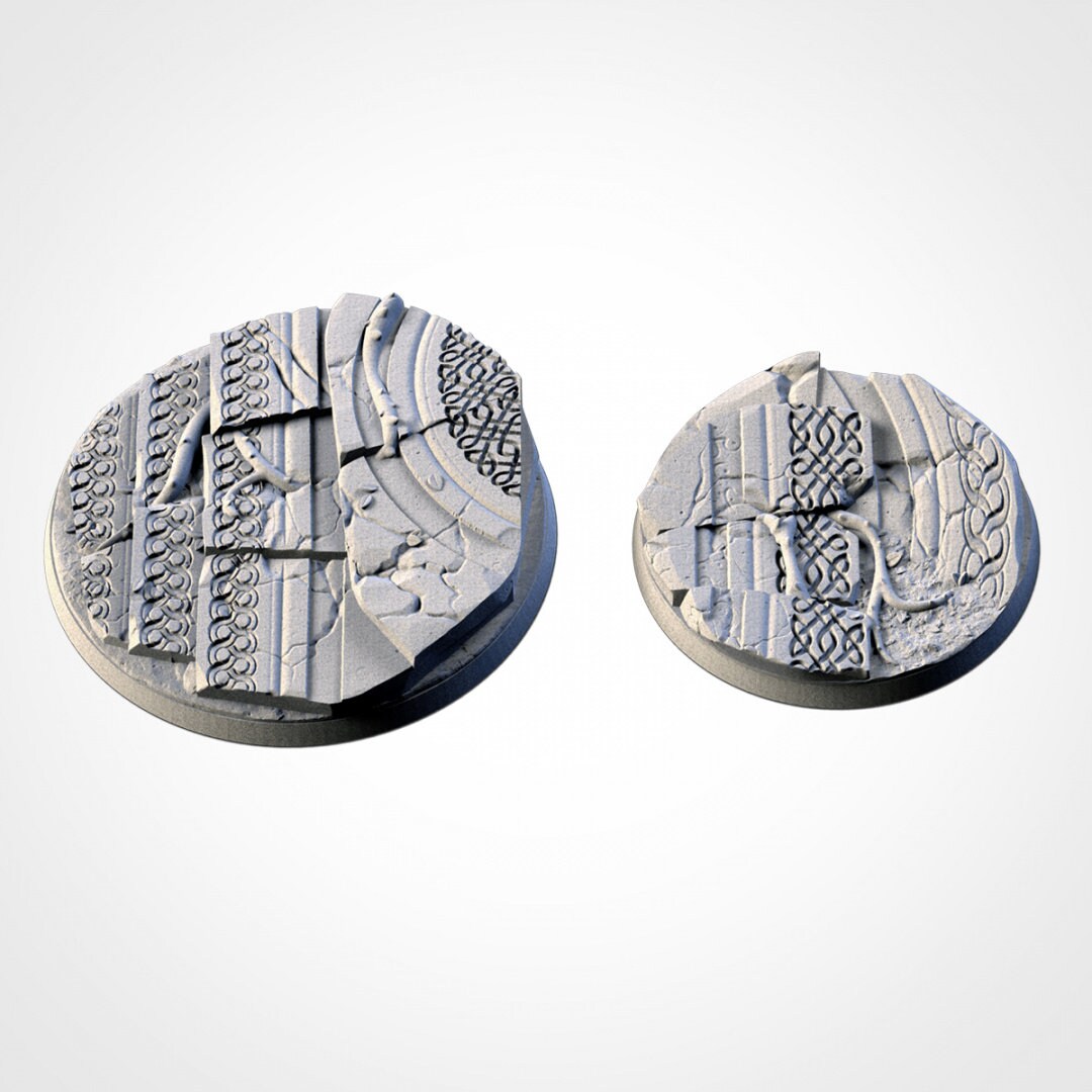 Ancestral Ruins Bases | 25mm | 32mm | 40mm | Txarli Factory | Magnetizable Scenic Textured Round