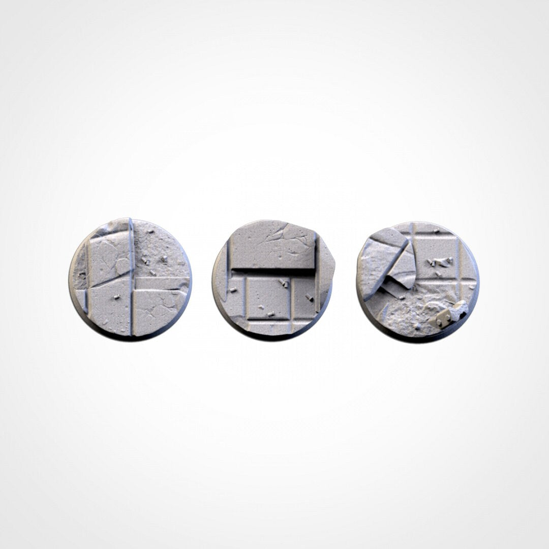 City Ruins Bases | 25mm | 32mm | 40mm | Txarli Factory | Magnetizable Scenic Textured Round