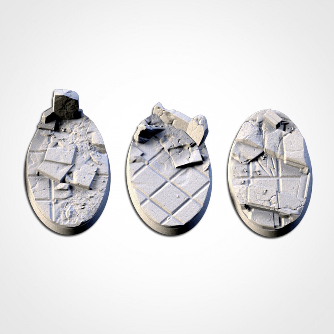 City Ruins Bases | 25mm | 32mm | 40mm | Txarli Factory | Magnetizable Scenic Textured Round