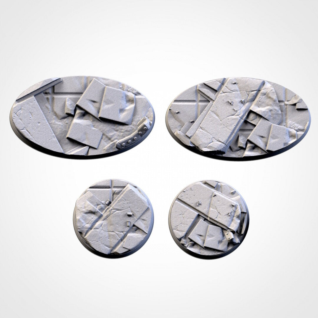 City Ruins Bases | 25mm | 32mm | 40mm | Txarli Factory | Magnetizable Scenic Textured Round