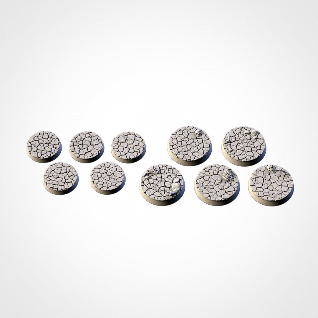 Cracked Desert Bases | 25mm | 32mm | 40mm | Txarli Factory | Magnetizable Scenic Textured Round