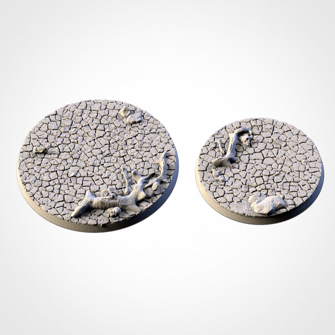 Cracked Desert Bases | 25mm | 32mm | 40mm | Txarli Factory | Magnetizable Scenic Textured Round