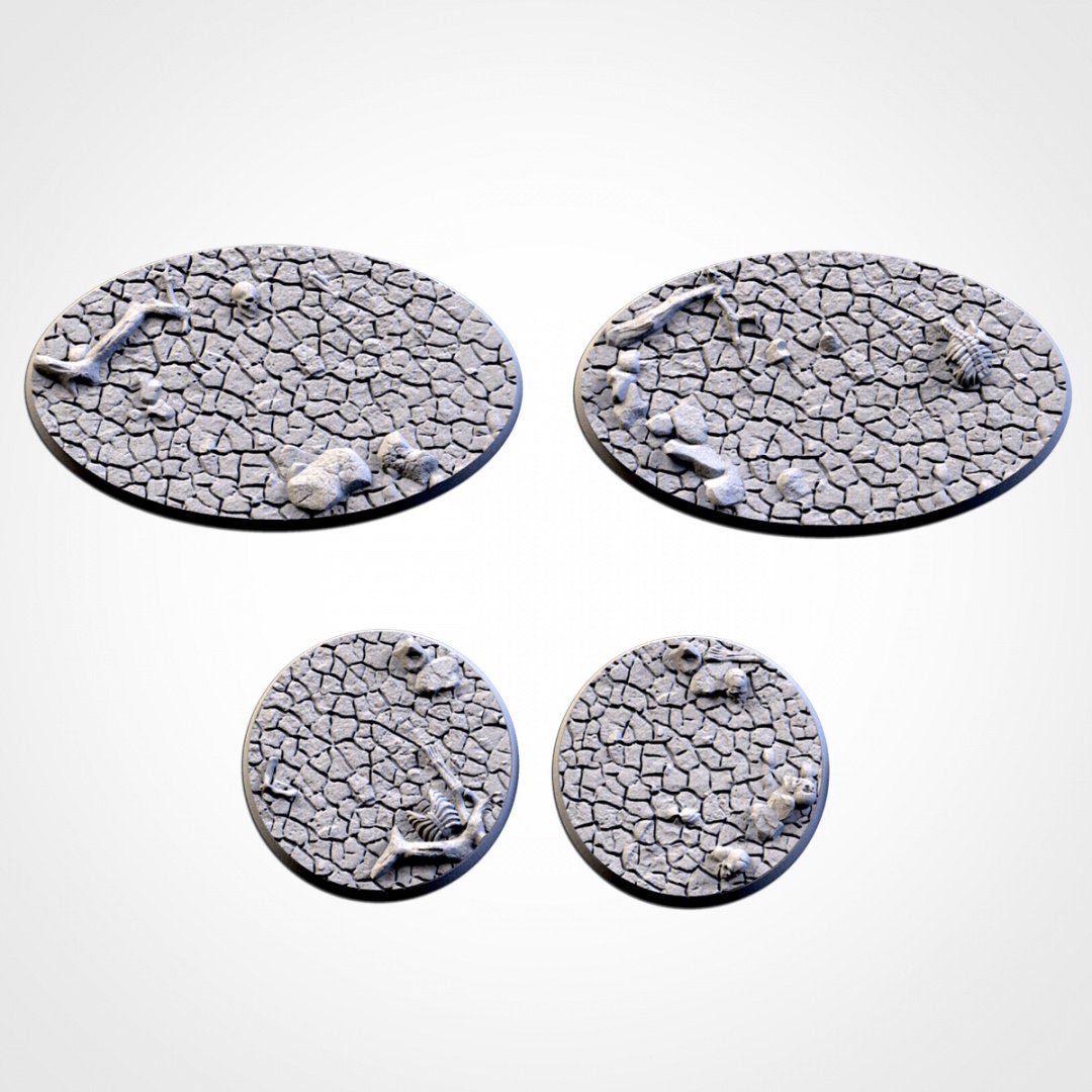 Cracked Desert Bases | 25mm | 32mm | 40mm | Txarli Factory | Magnetizable Scenic Textured Round