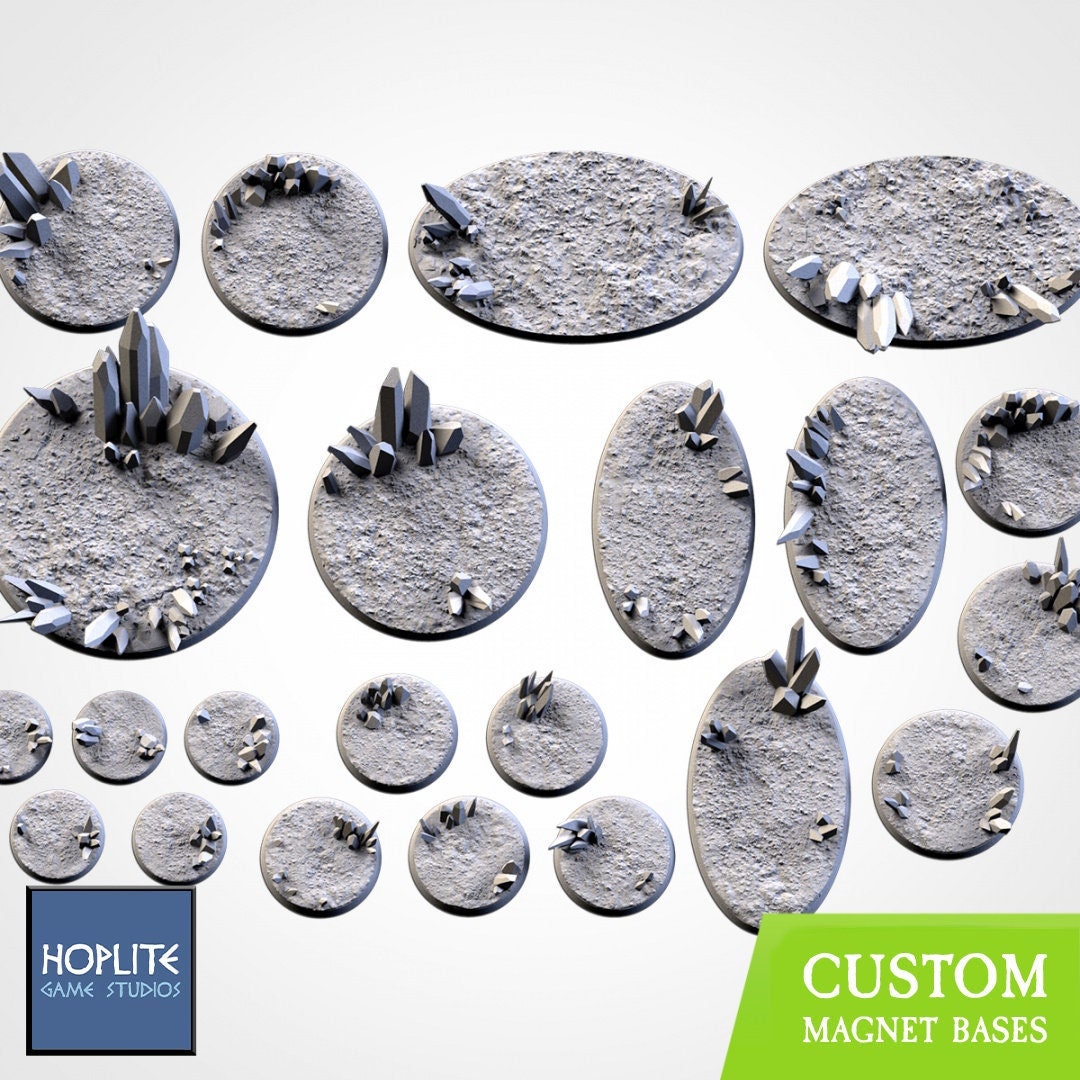Crystal Xenos Bases | 25mm | 32mm | 40mm | Txarli Factory | Magnetizable Scenic Textured Round