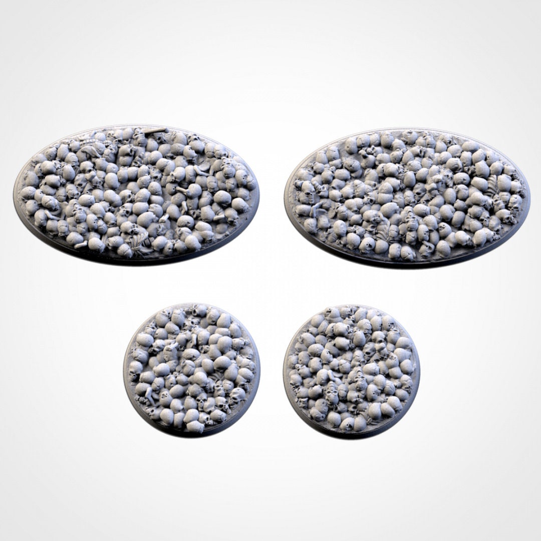 Death Skull Bases | 25mm | 32mm | 40mm | Txarli Factory | Magnetizable Scenic Textured Round