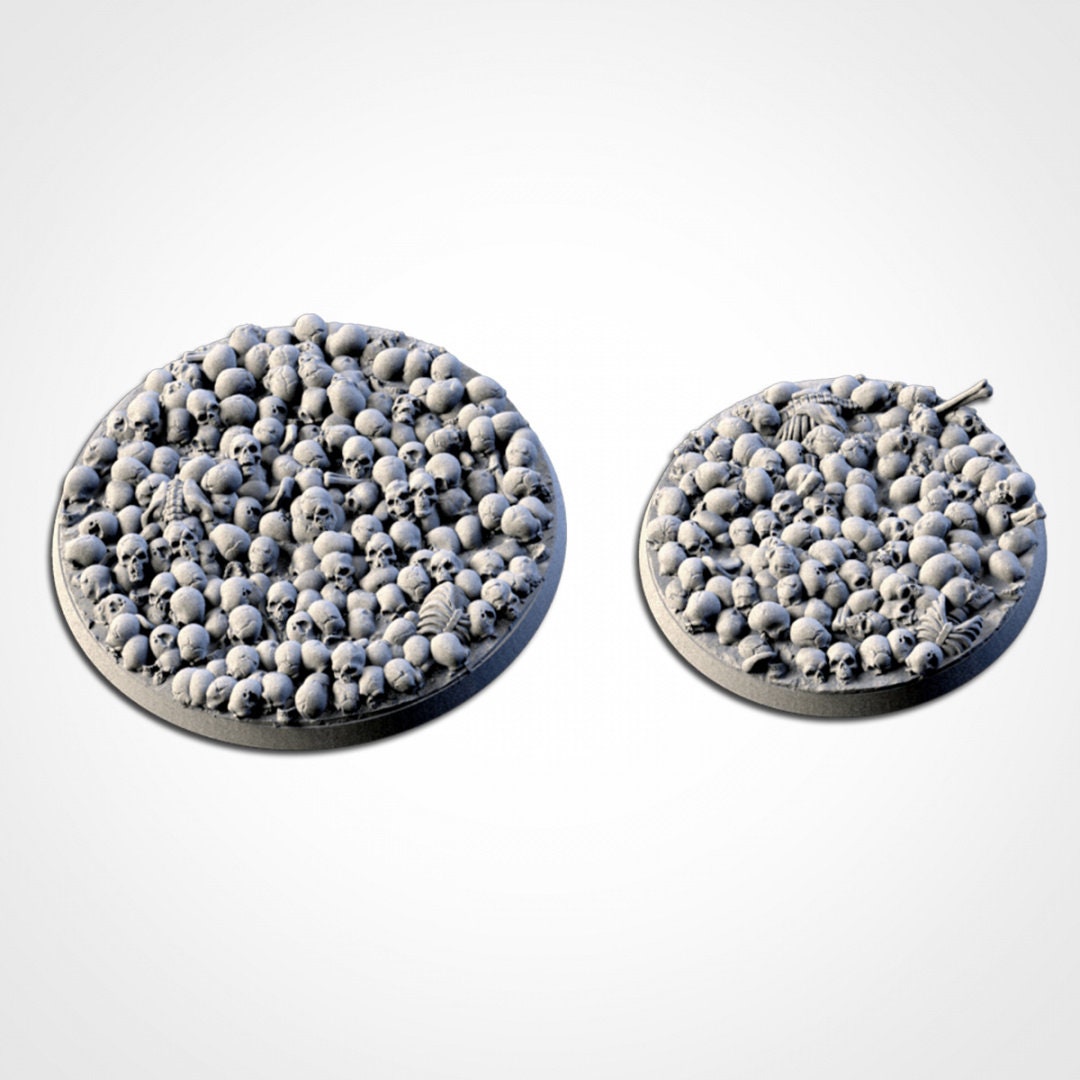 Death Skull Bases | 25mm | 32mm | 40mm | Txarli Factory | Magnetizable Scenic Textured Round