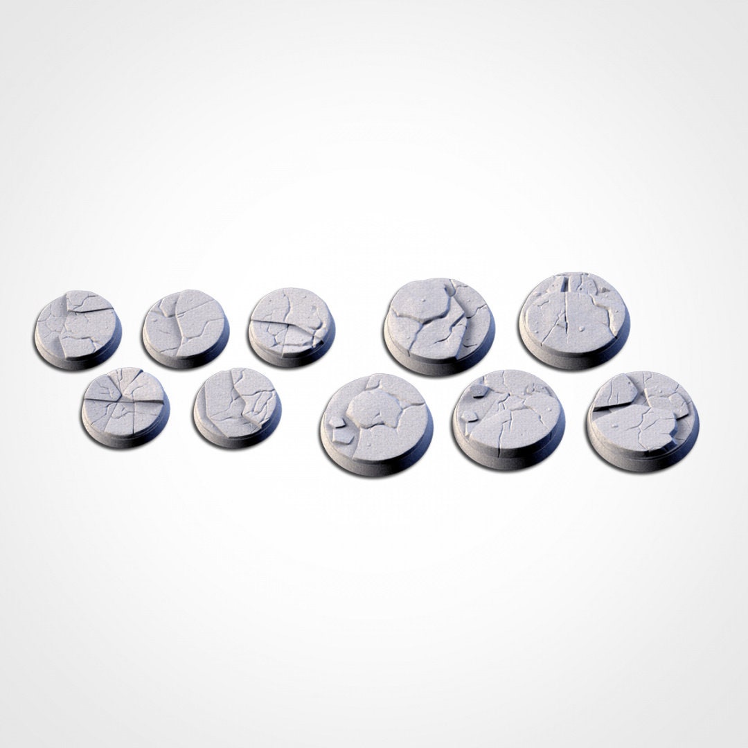Frozen Wasteland Bases | 25mm | 32mm | 40mm | Txarli Factory | Magnetizable Scenic Textured Round