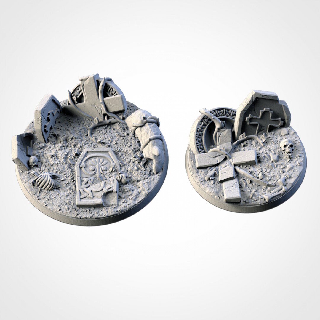Graveyard Bases | 25mm | 32mm | 40mm | Txarli Factory | Magnetizable Scenic Textured Round
