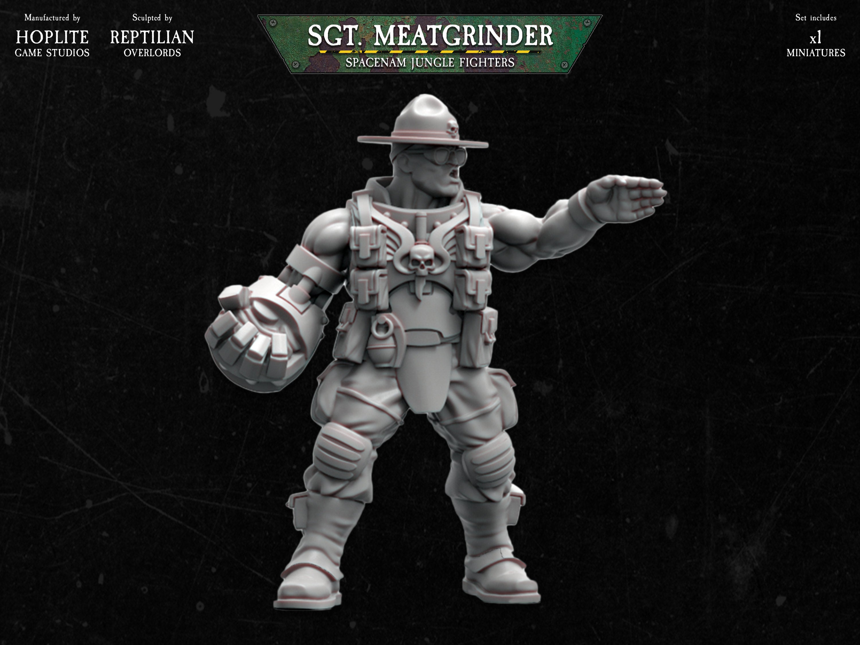 Nombre espacial: Sargento Meatgrinder | Señores supremos reptiles | 28 mm