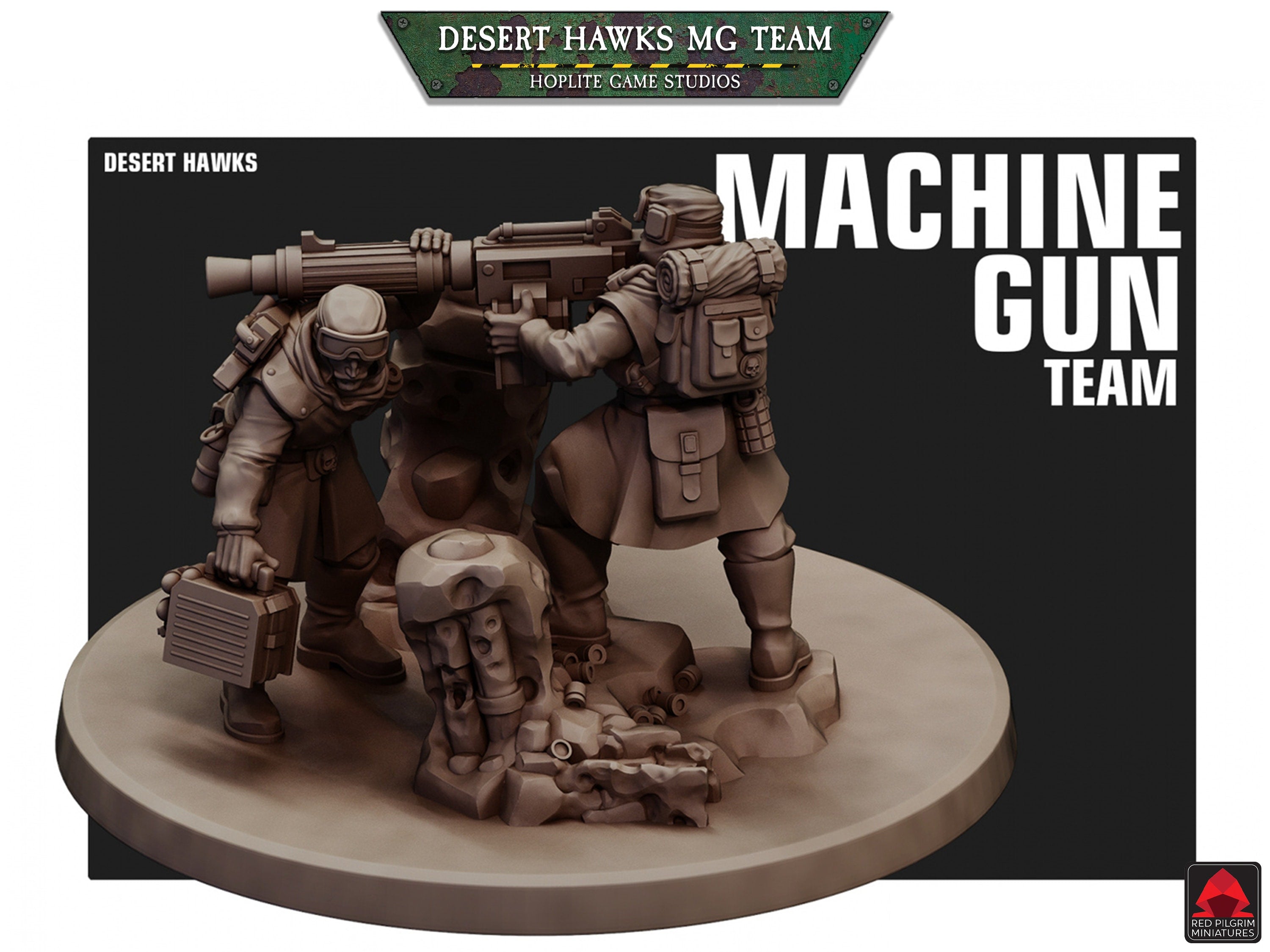Equipo de ametralladoras Desert Hawks | Miniaturas Red Pilgrim | 28 mm