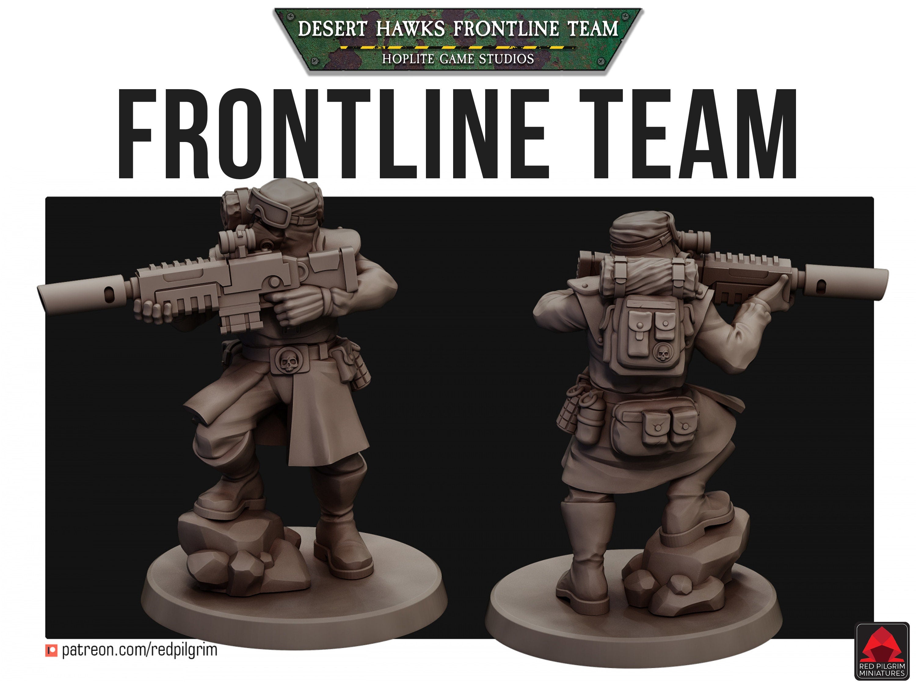 Equipo de primera línea de los Desert Hawks | Miniaturas de Red Pilgrim | 28 mm