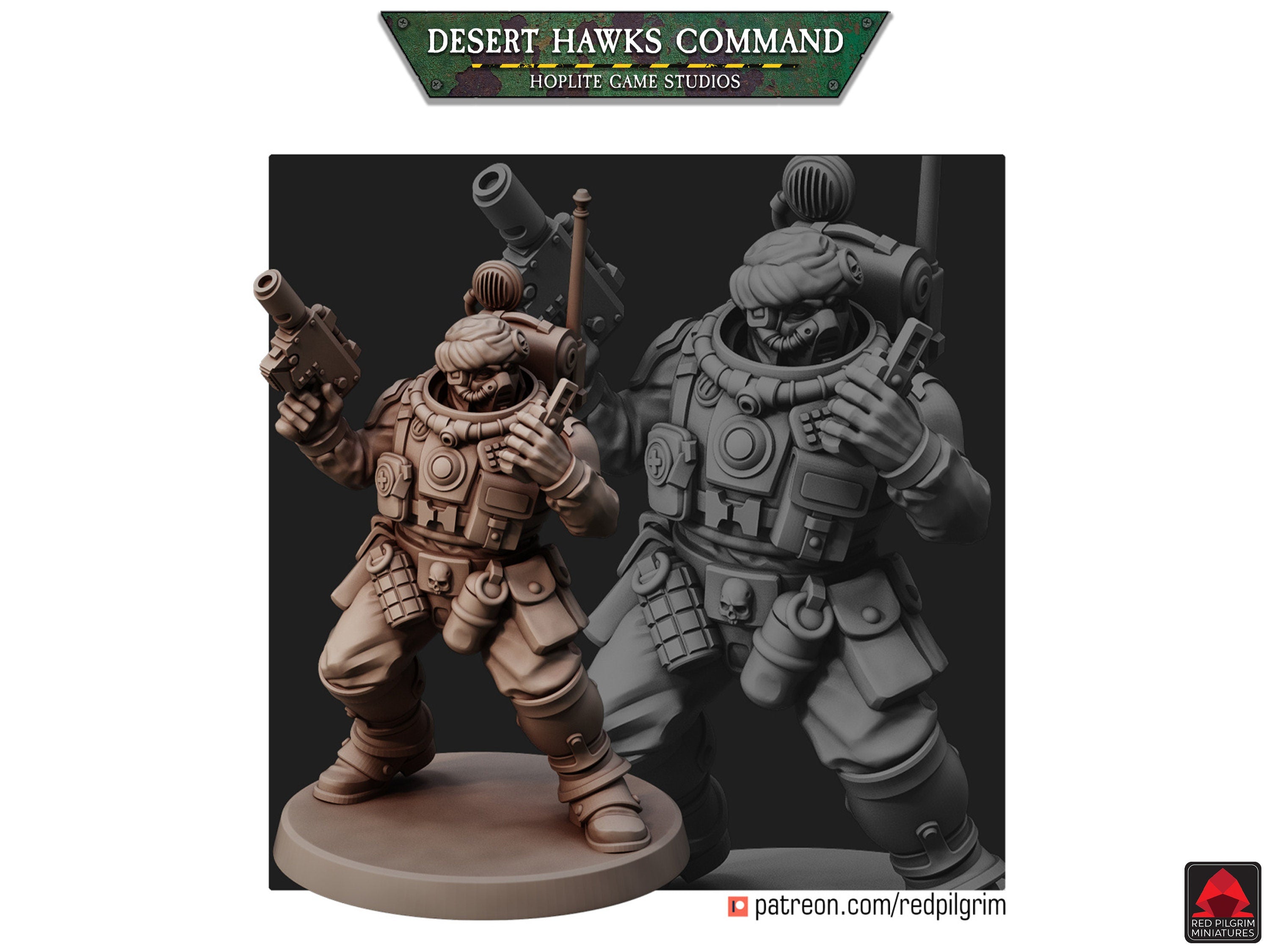 Escuadrón de mando de los Halcones del Desierto | Miniaturas de Red Pilgrim | 28 mm