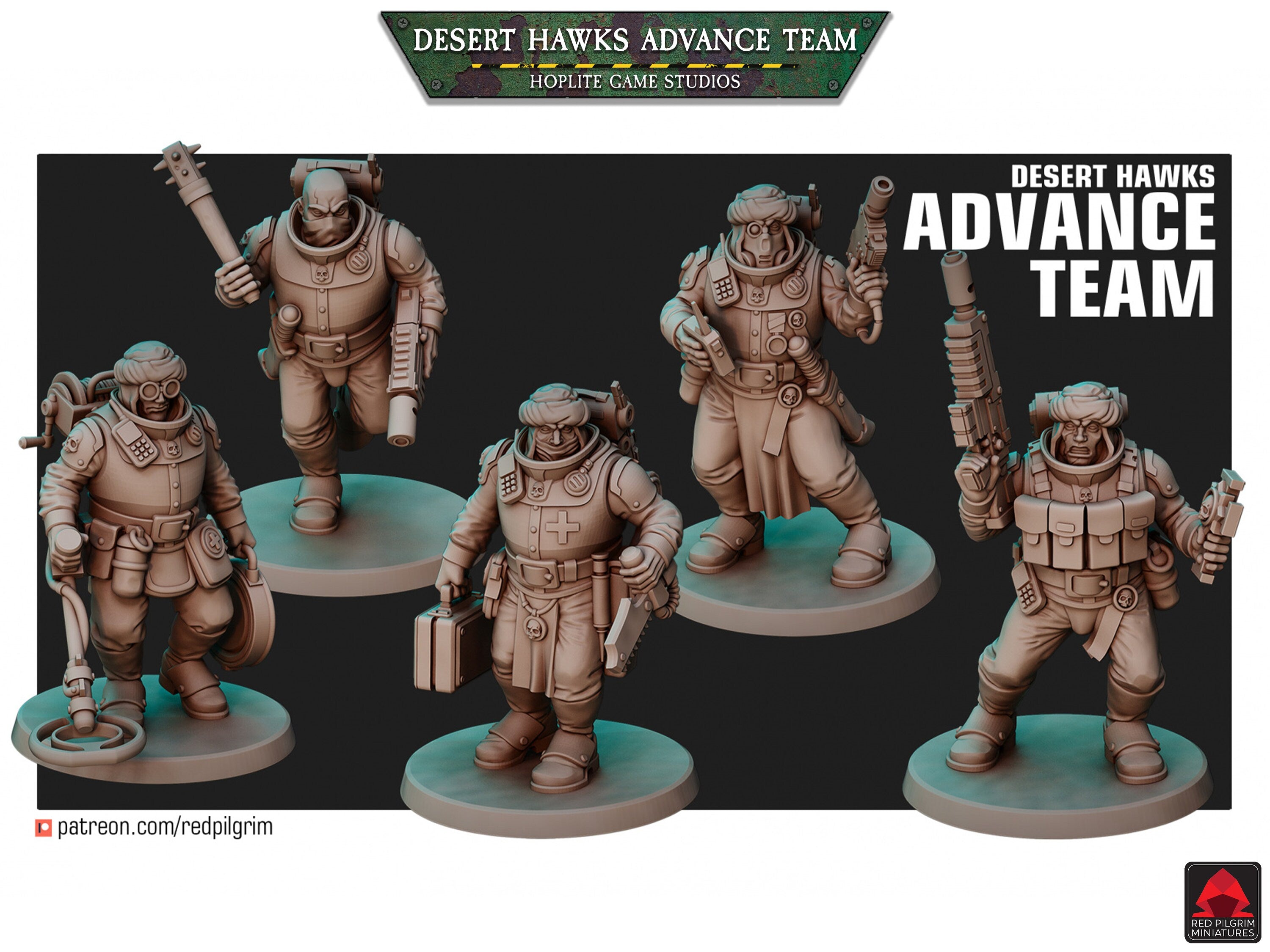 Equipo de avanzada de los Desert Hawks | Miniaturas de Red Pilgrim | 28 mm