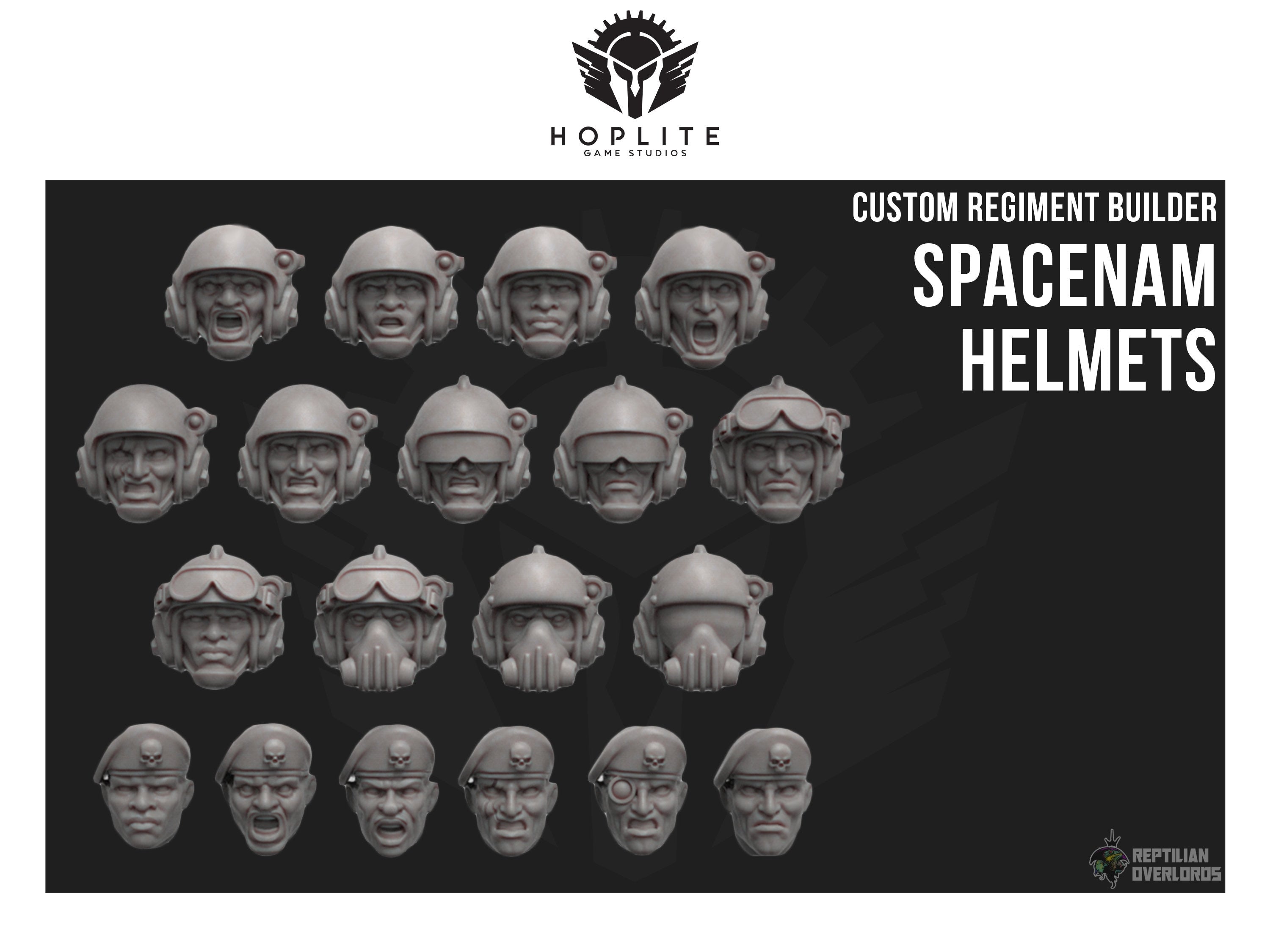 Parts: Spacenam Helmets (x20) | Reptilian Overlords | 32mm