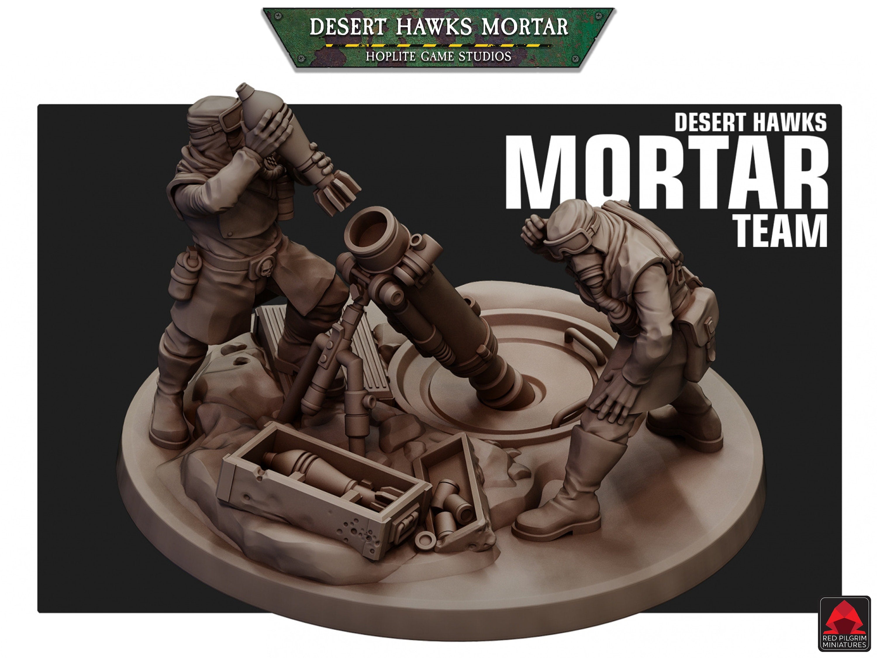 Equipo de morteros Desert Hawks | Miniaturas Red Pilgrim | 28 mm