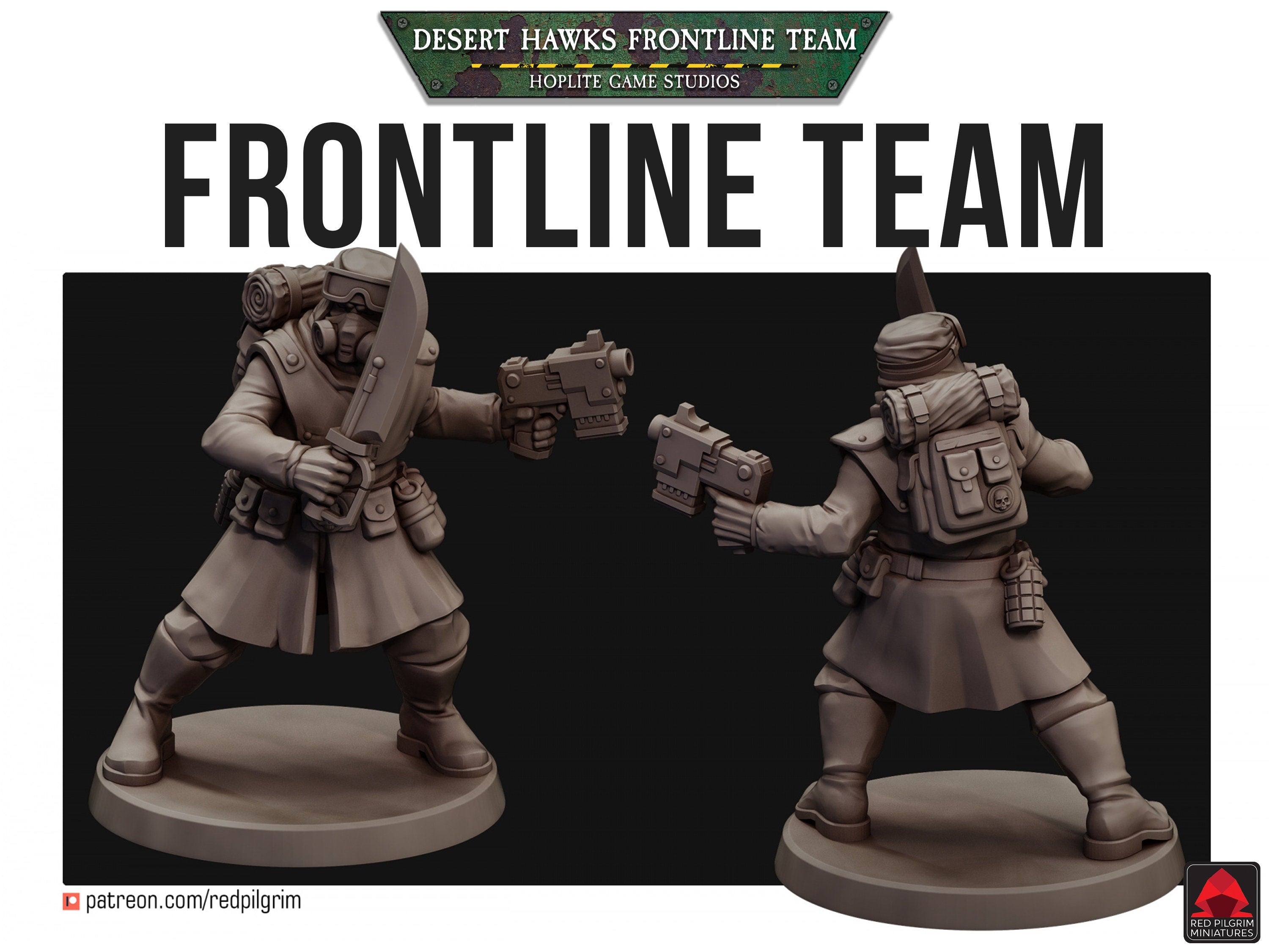 Equipo de primera línea de los Desert Hawks | Miniaturas de Red Pilgrim | 28 mm