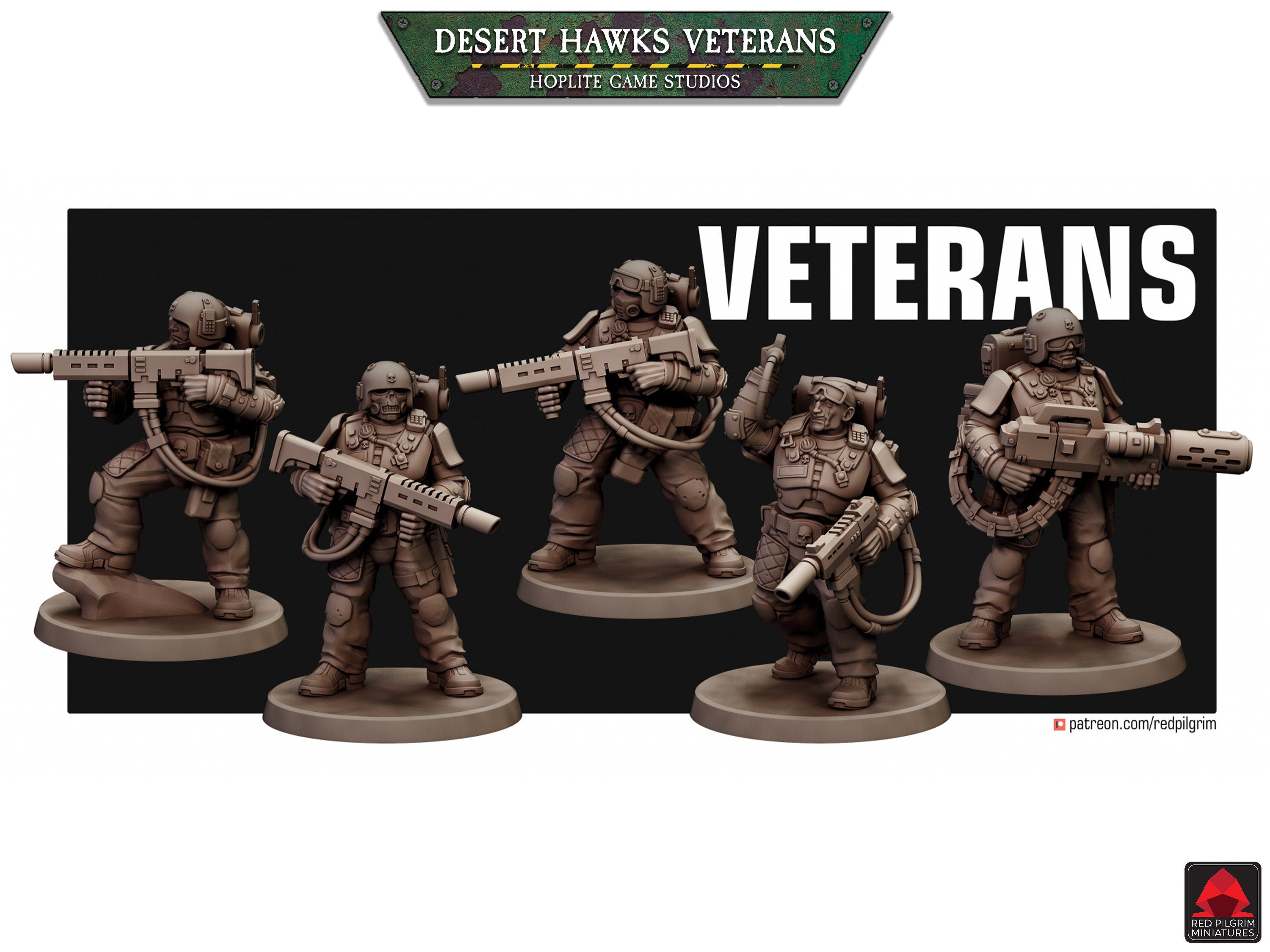 Veteranos de los Halcones del Desierto | Miniaturas de Red Pilgrim | 28 mm