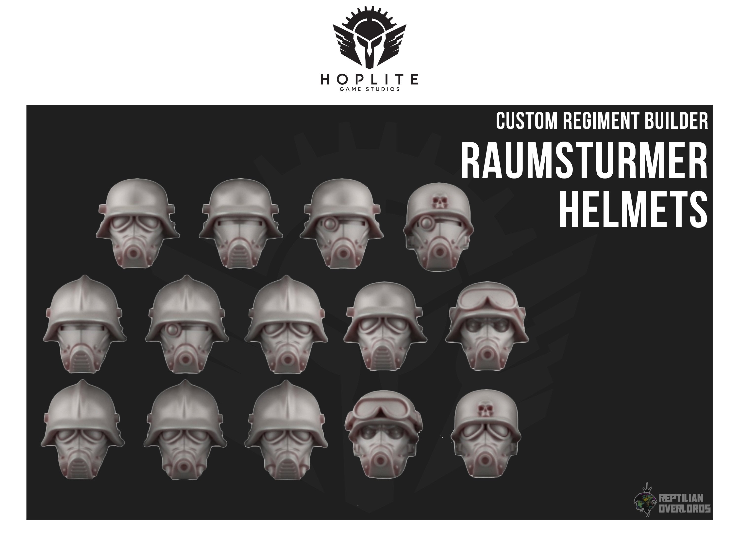 Parts: Raumsturmer Helmets Assortment (x20) | Reptilian Overlords | 32mm