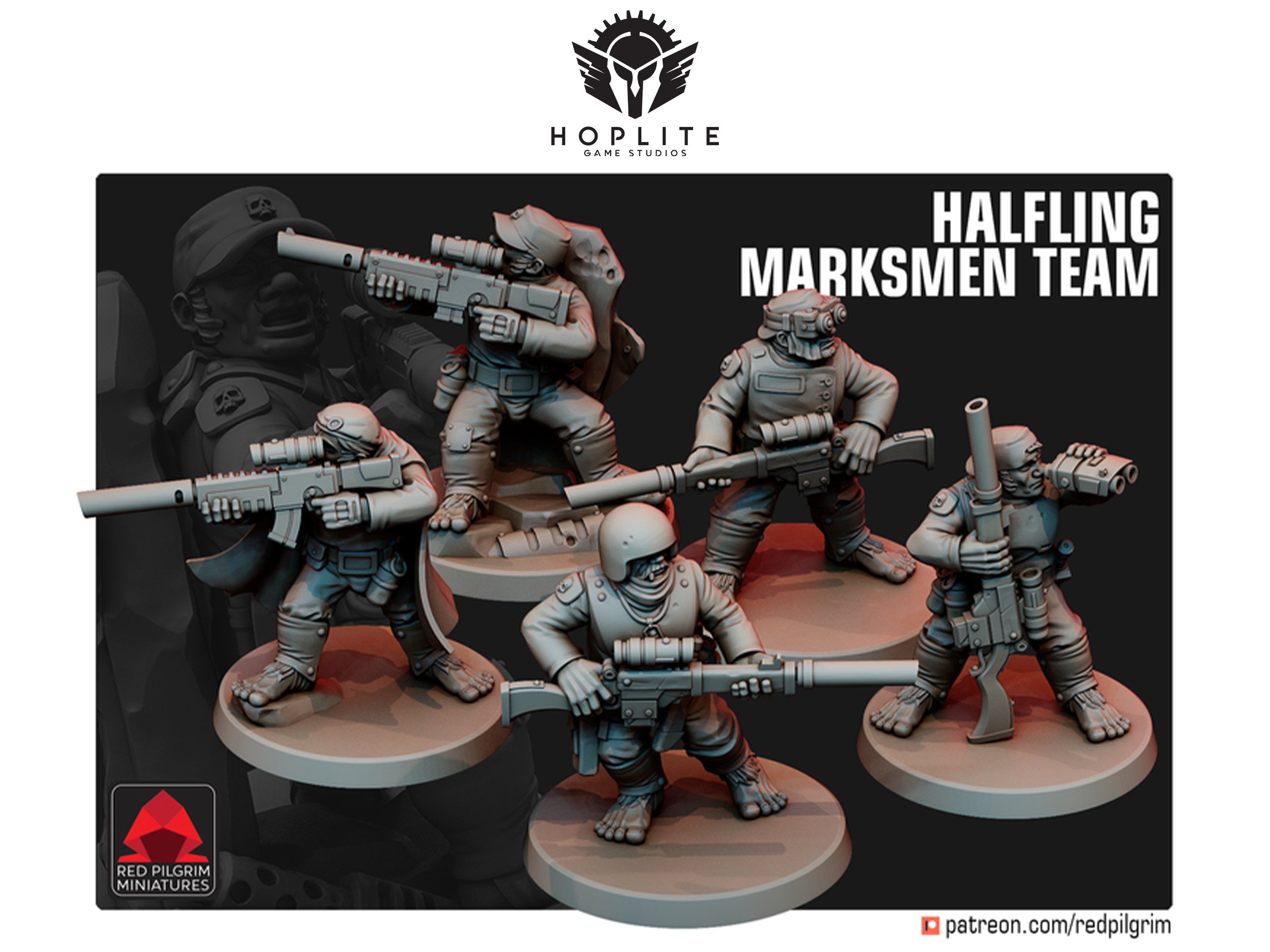 Equipo de tiradores halfling | Miniaturas de Red Pilgrim | 28 mm