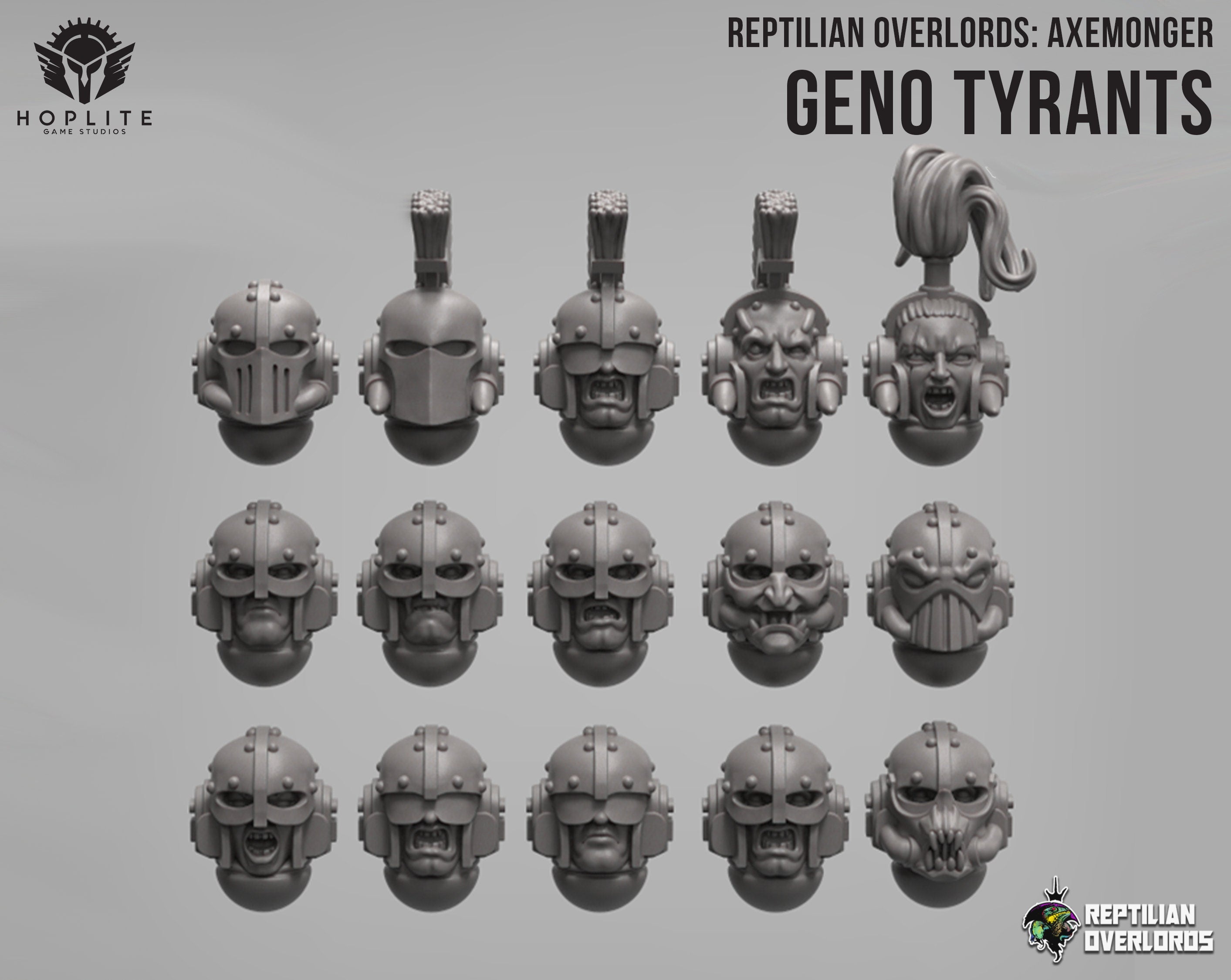 Axemonger: Cabezas de tiranos genotípicos (x15) | Señores supremos reptilianos | 28 mm