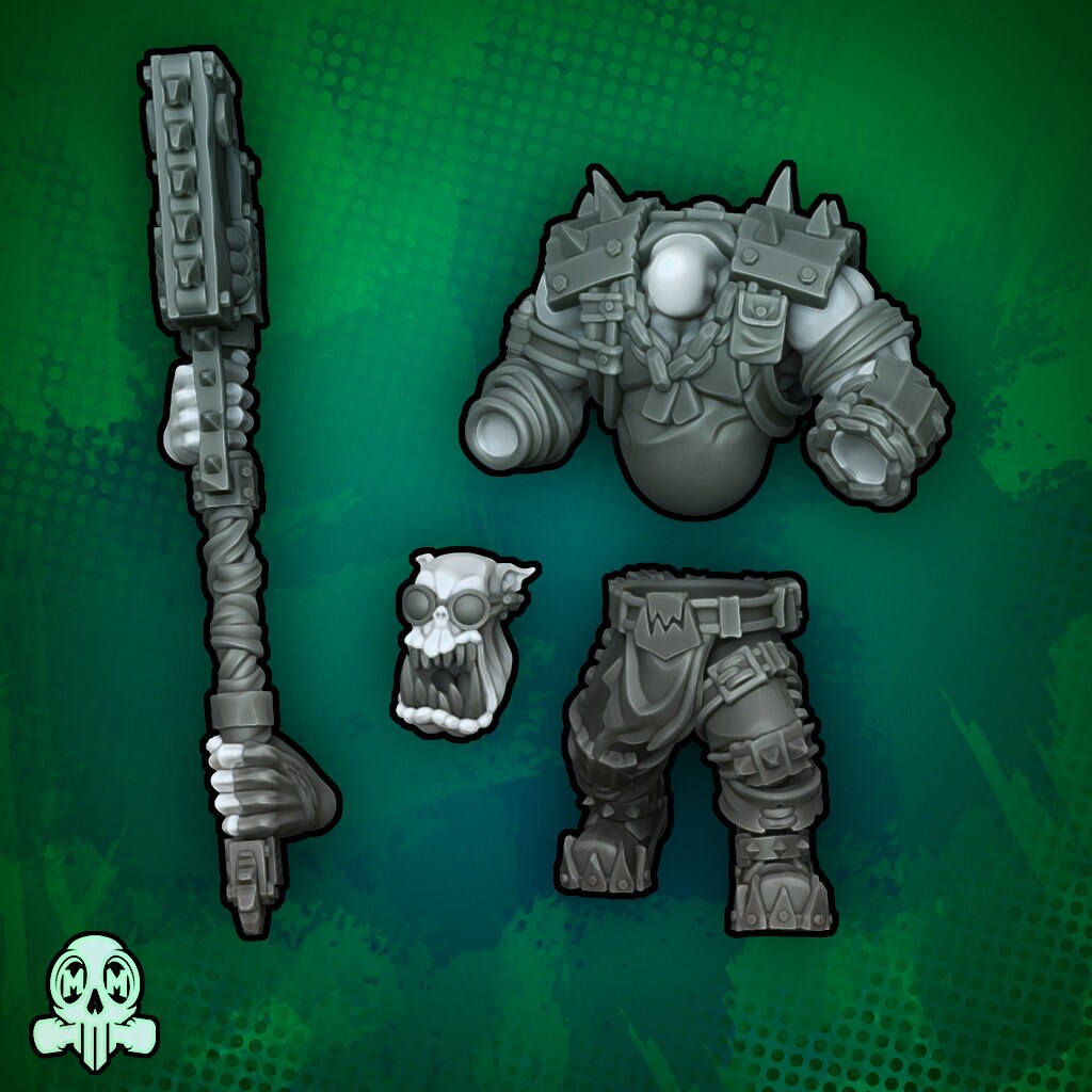 Jefes orcos gigantes con armas pesadas | Malicious Miniatures