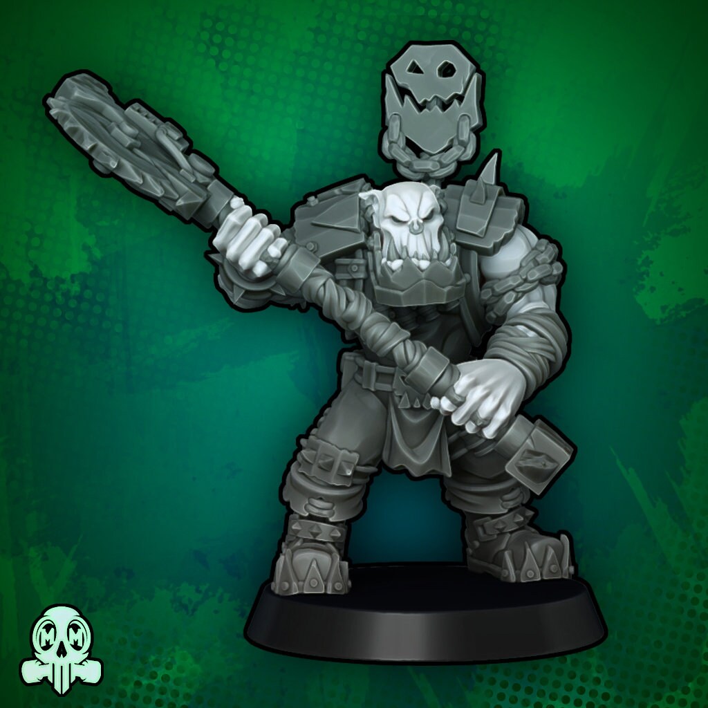 Jefes orcos gigantes con armas pesadas | Malicious Miniatures
