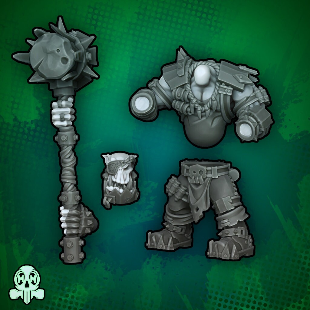 Jefes orcos gigantes con armas pesadas | Malicious Miniatures