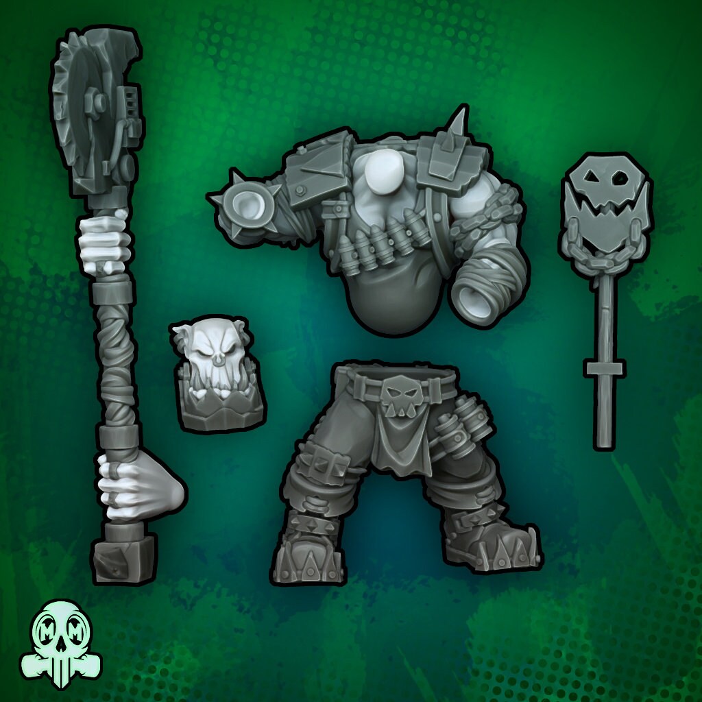 Jefes orcos gigantes con armas pesadas | Malicious Miniatures