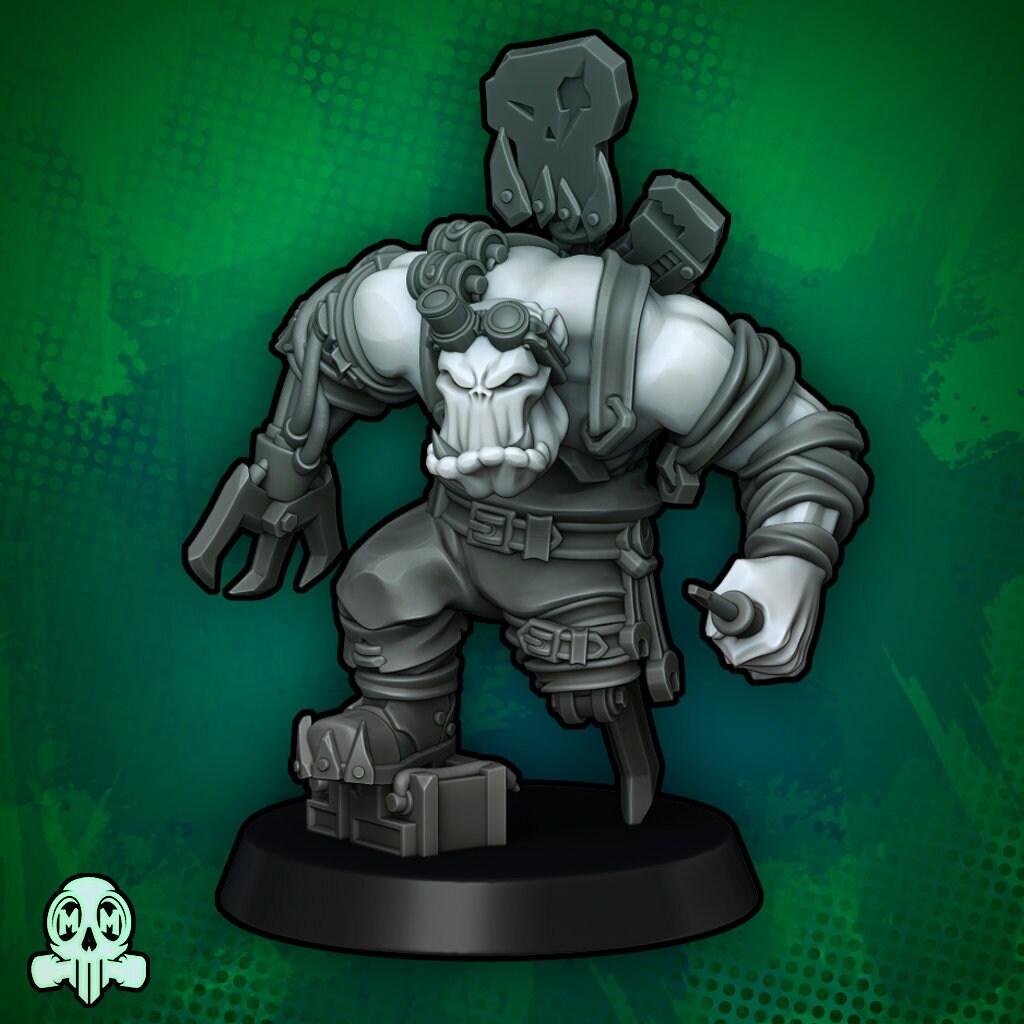 Orco mecánico y compañero goblin | Malicious Miniatures