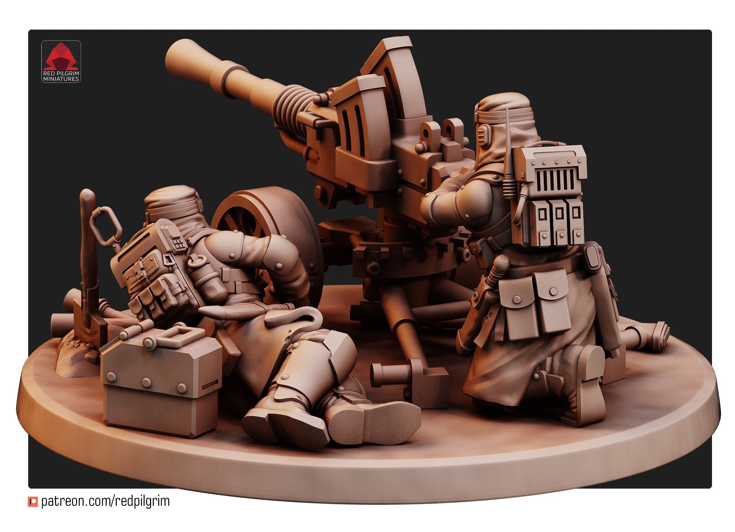 Equipo de cañones automáticos Desert Hawks | Miniaturas Red Pilgrim | 28 mm