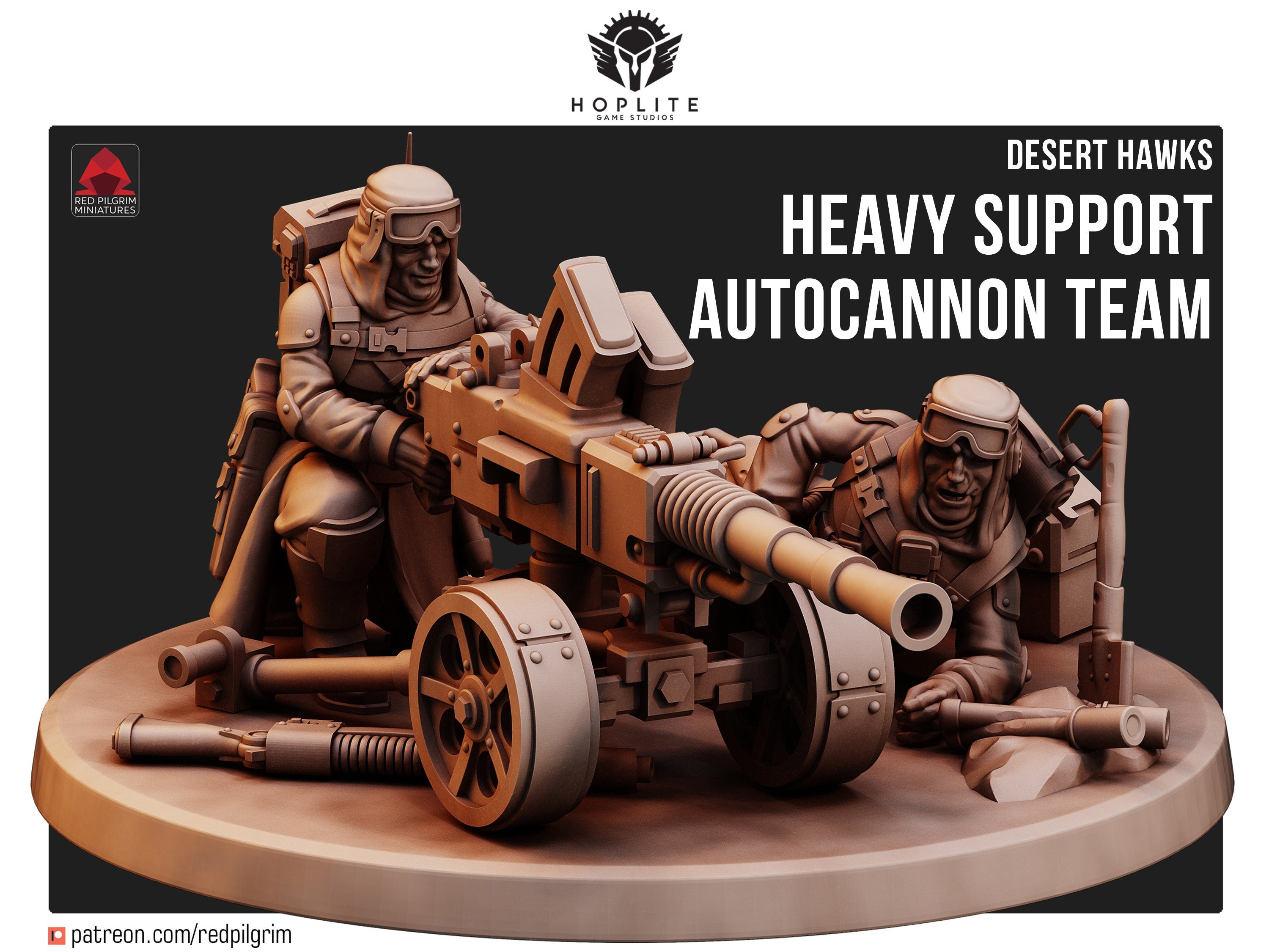Equipo de cañones automáticos Desert Hawks | Miniaturas Red Pilgrim | 28 mm
