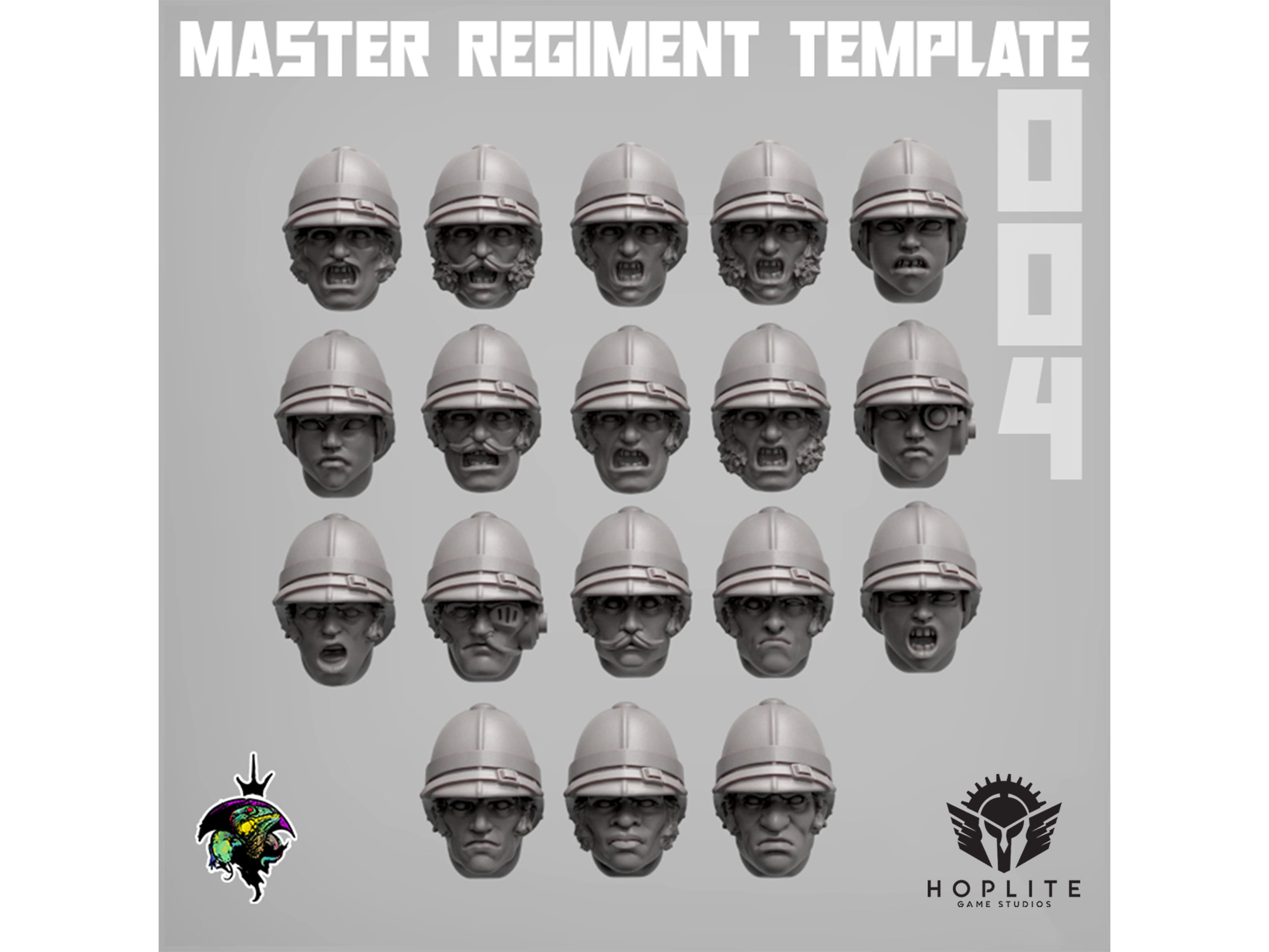 Parts: Master Regiment Template: Pith Helmets (x20) | Reptilian Overlords | 28mm