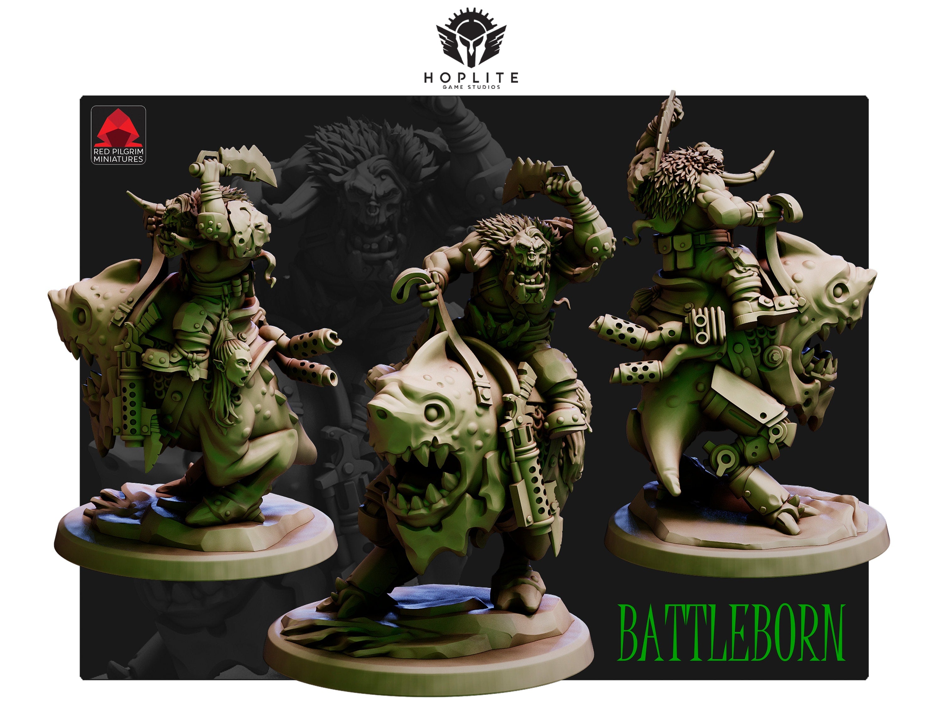 Jefe de guerra orco nacido en batalla | Miniaturas de Red Pilgrim | 28 mm