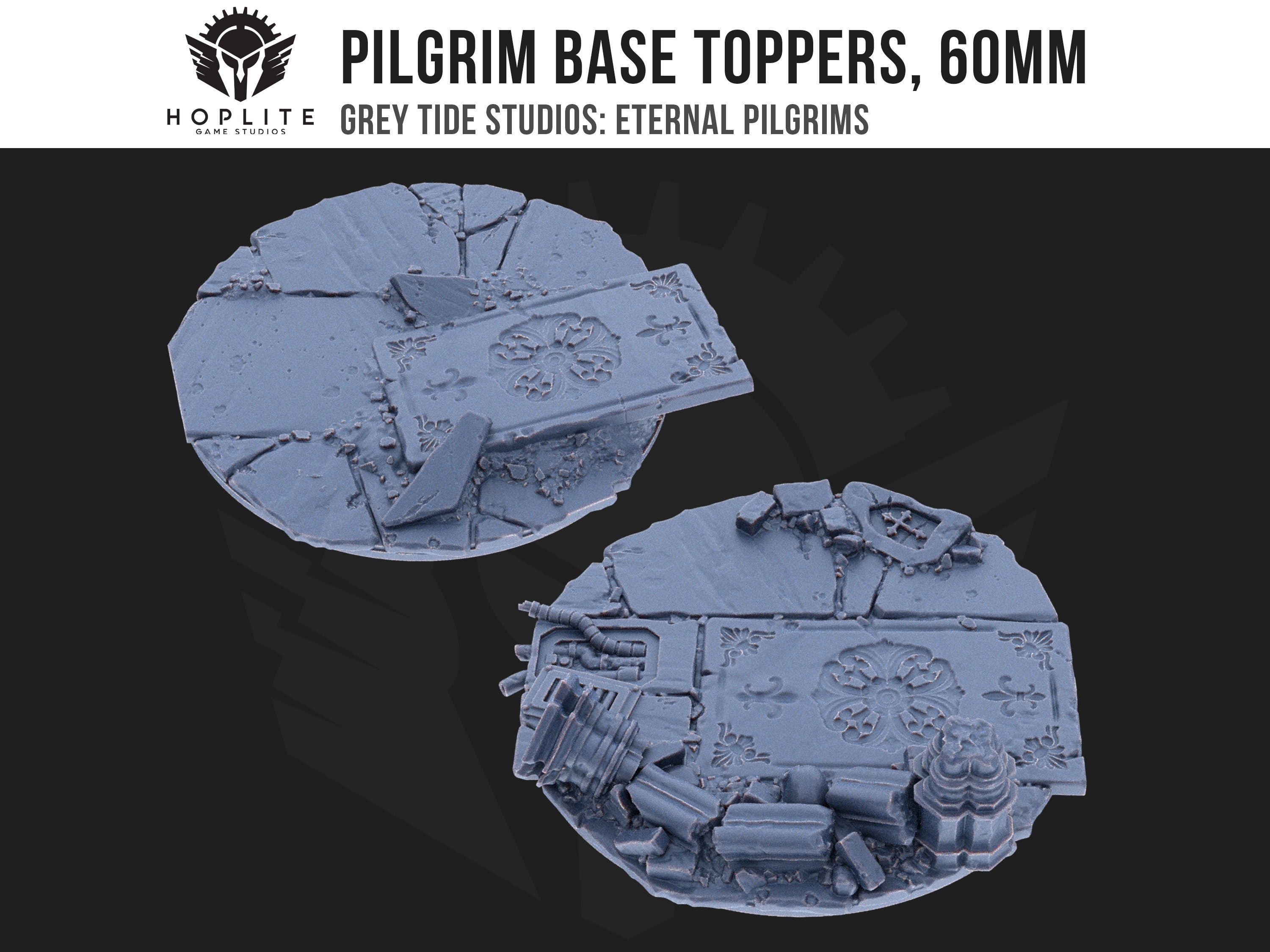 Adornos para base de peregrino, 60 mm (x2) | Estudios de marea gris | Peregrinos eternos | Piezas y brocas de conversión