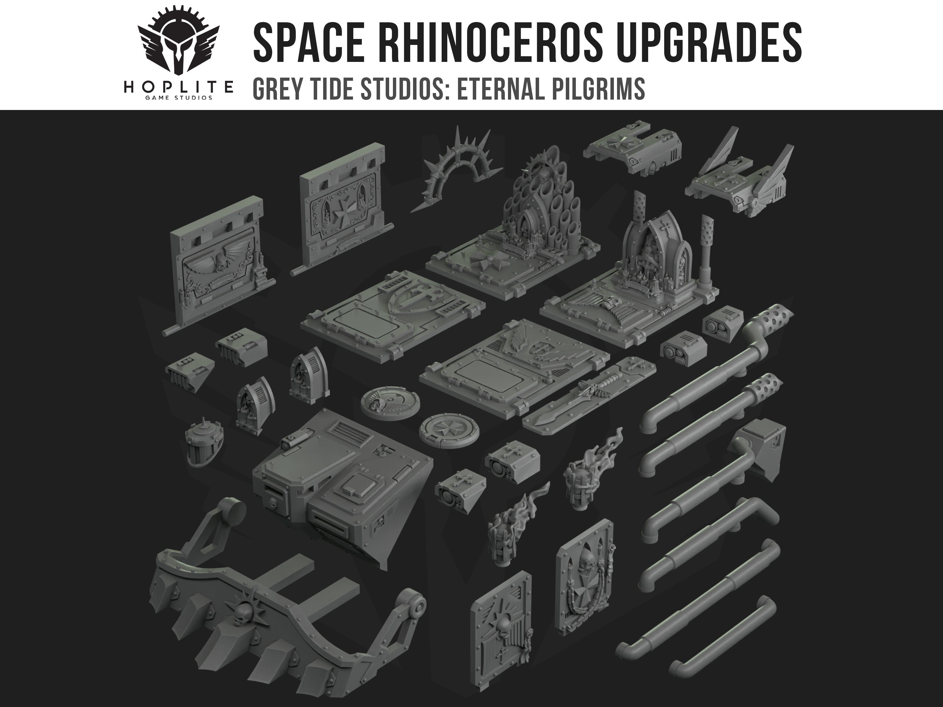 Actualizaciones de rinoceronte espacial | Estudios de marea gris | Peregrinos eternos | Piezas y brocas de conversión