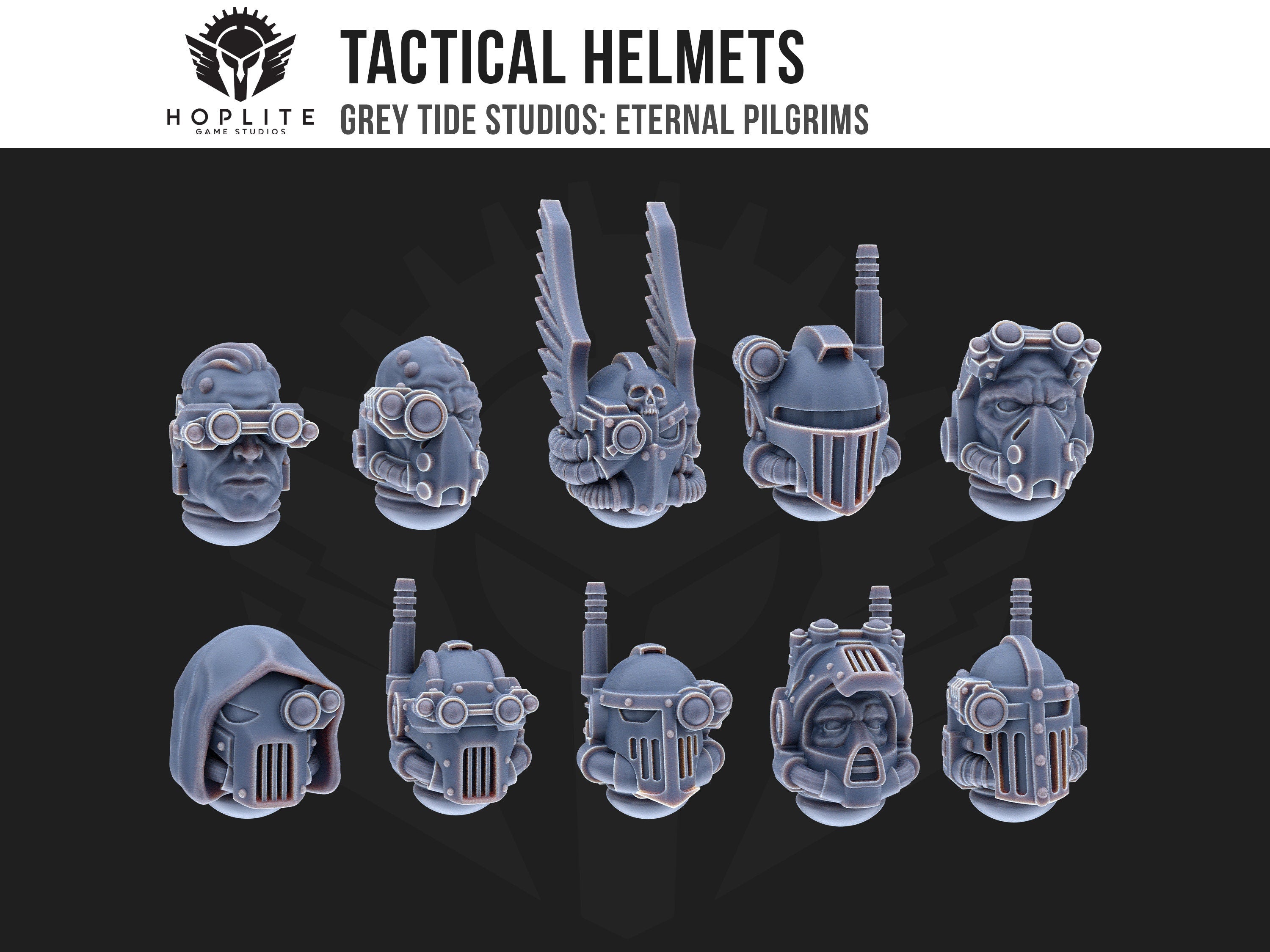 Cascos tácticos (x10) | Estudios de marea gris | Peregrinos eternos | Piezas y brocas de conversión