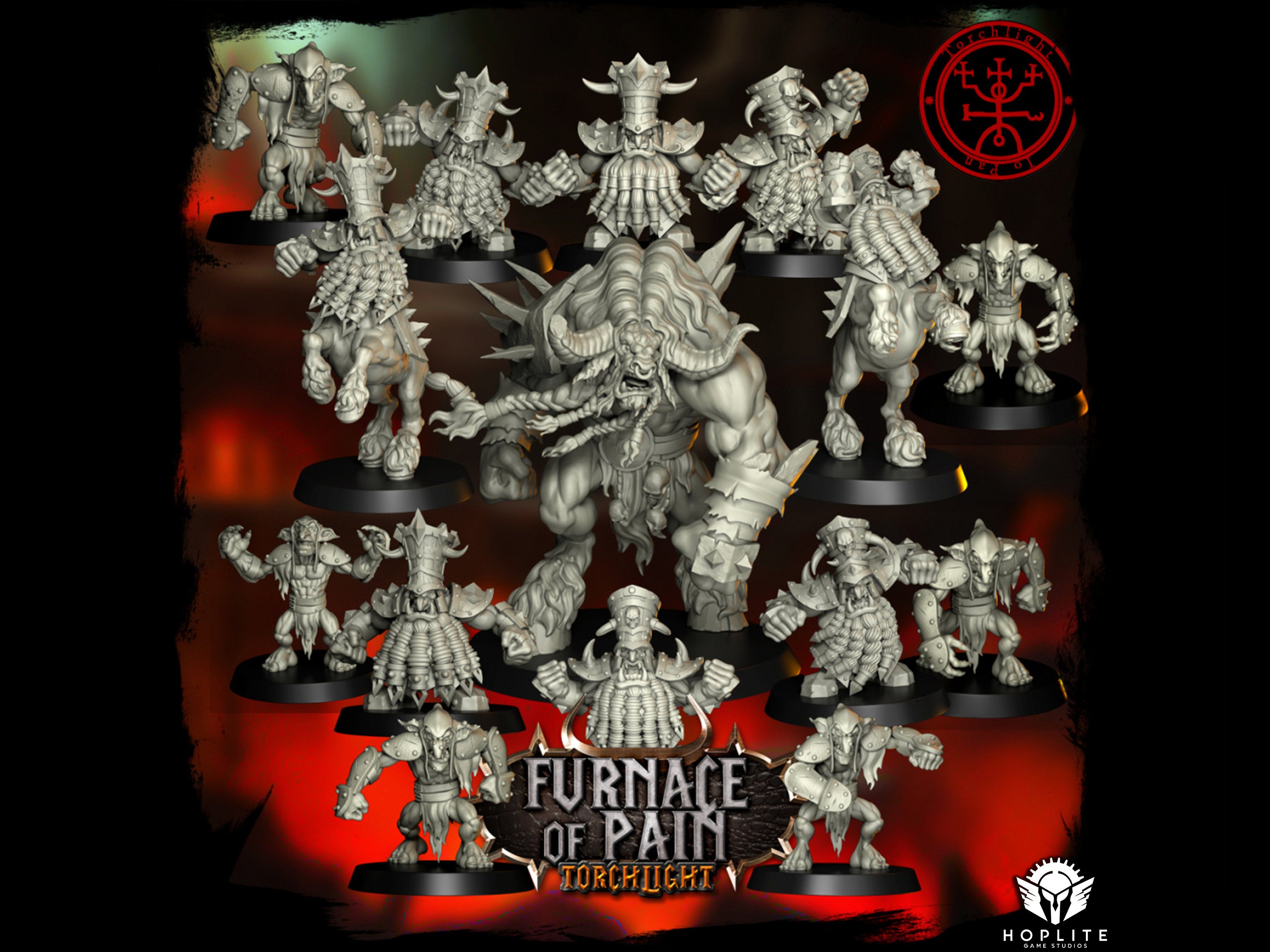 El horno del dolor- Equipo de fútbol de fantasía Chaos Dwarf - 15 modelos - Modelos de antorchas
