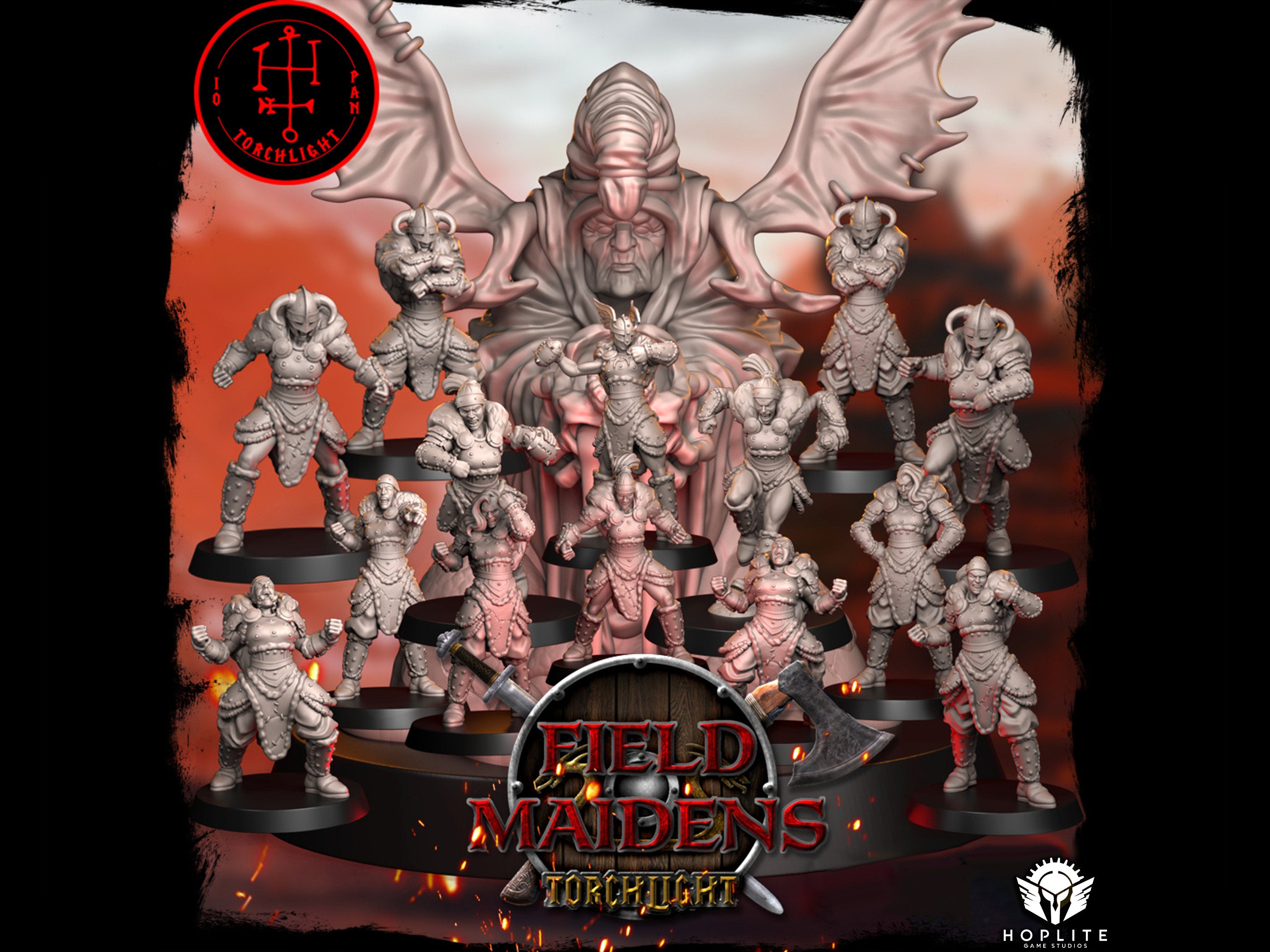 The Field Maidens - Equipo completo de fútbol de fantasía nórdico de Amazon - 15 jugadores - Modelos de antorchas