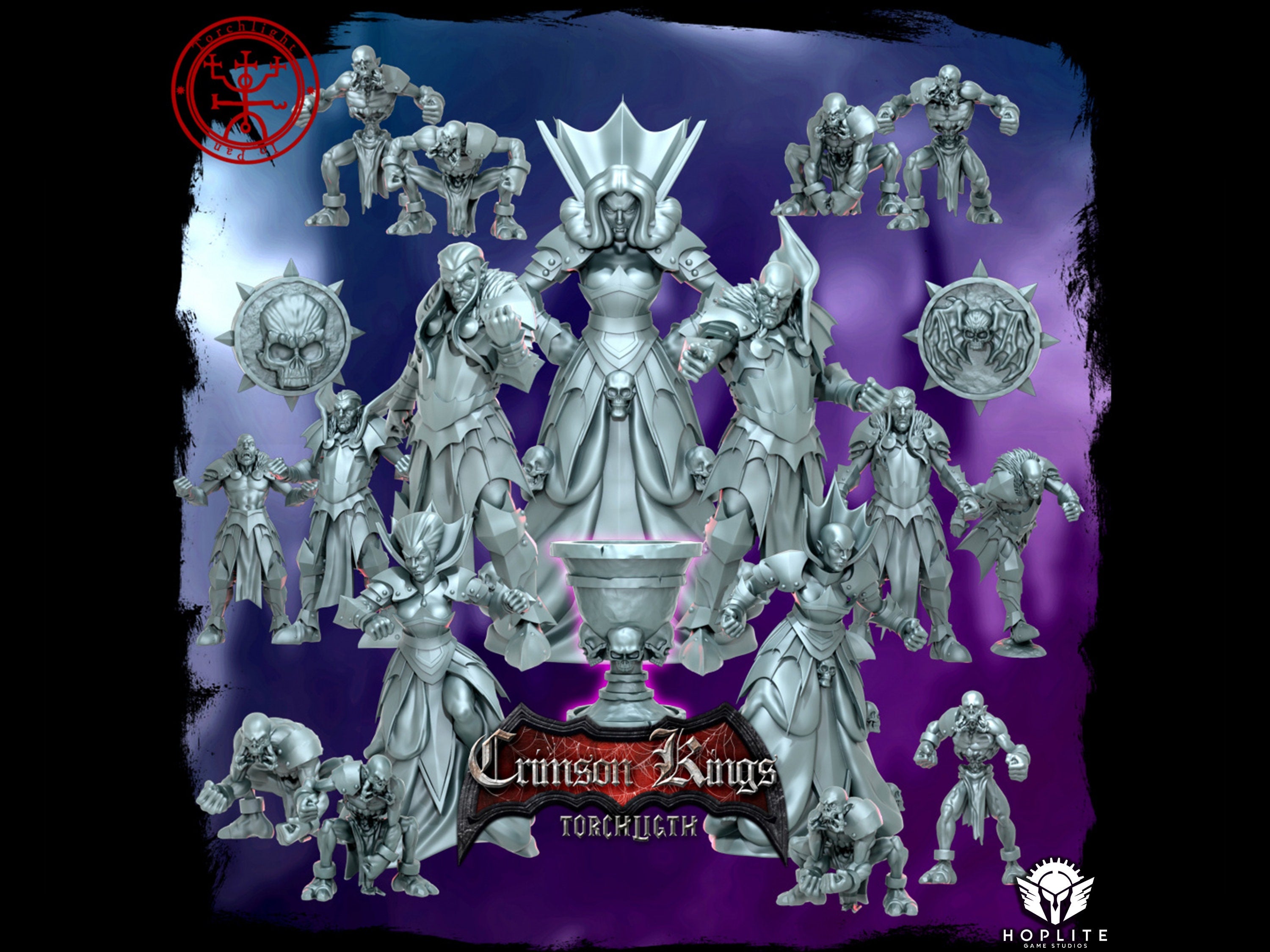 The Crimson Kings - Equipo de fútbol Vampire Fantasy - 17 jugadores - Modelos de antorchas