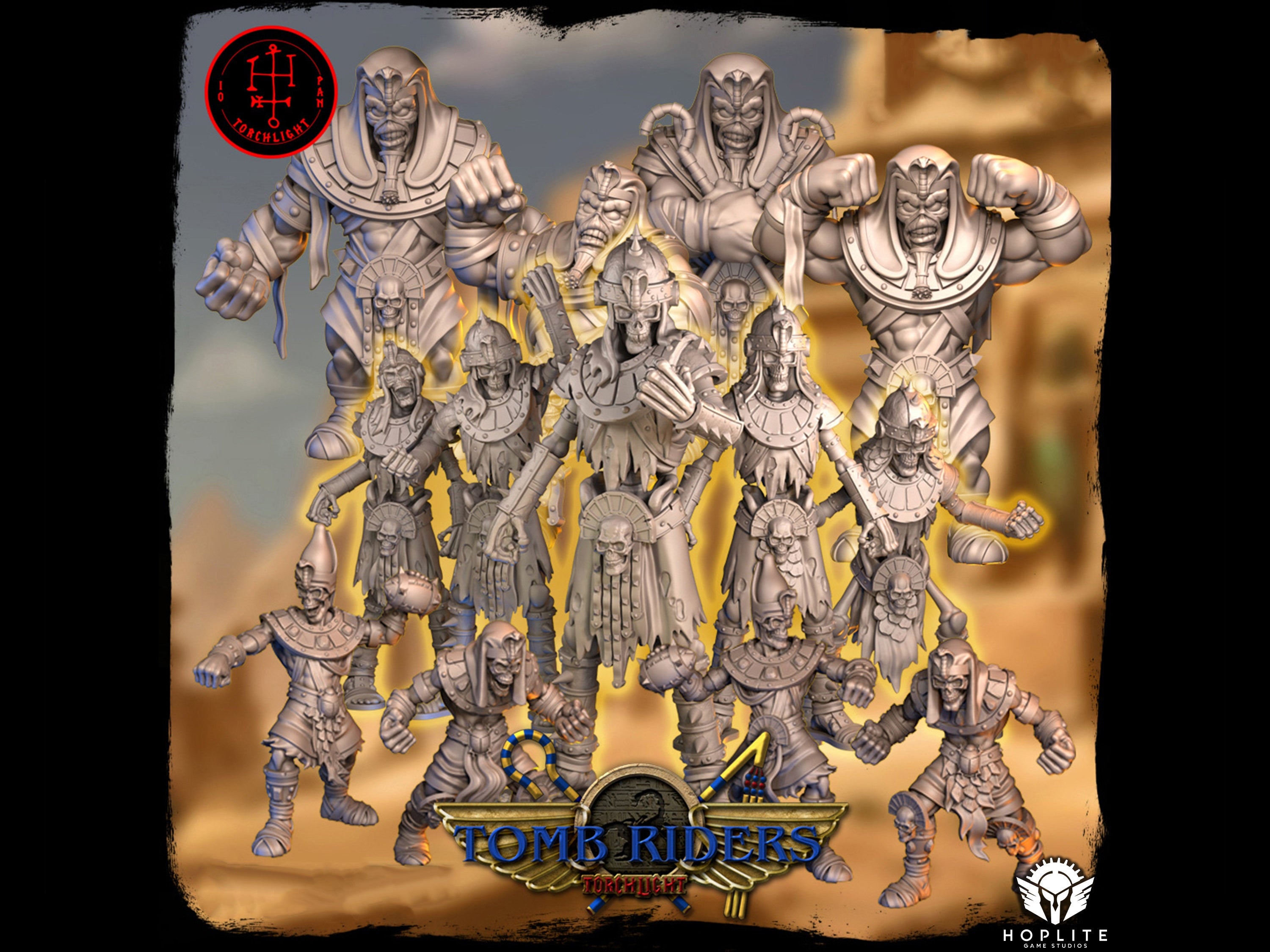 The Tomb Riders - Equipo de fútbol de fantasía Mummy Undead - 16 jugadores - Modelos con antorchas