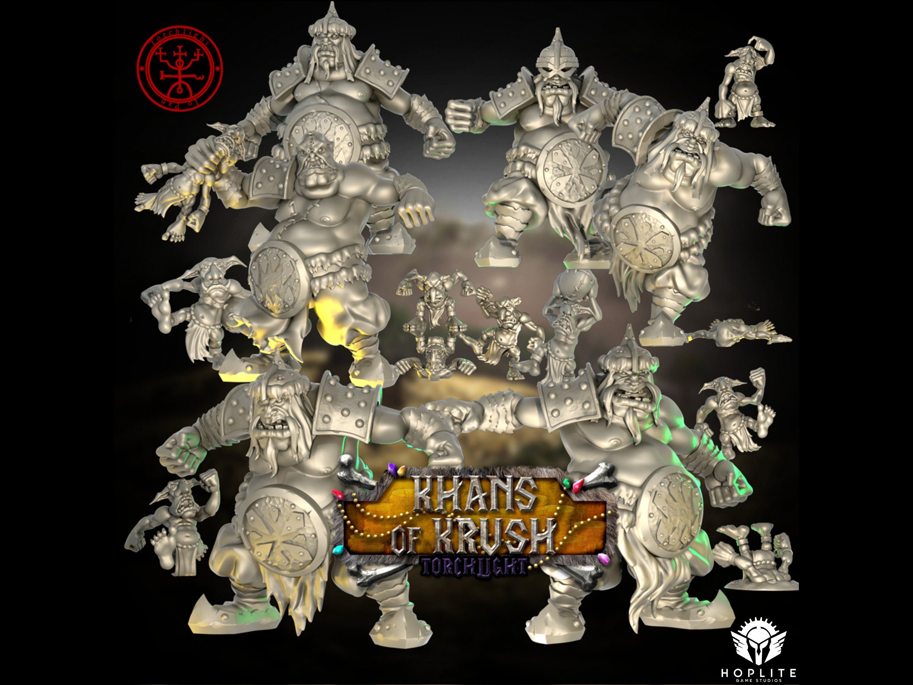 The Khans of Krush - Equipo de fútbol Ogre Fantasy - 15 jugadores - Modelos de antorchas
