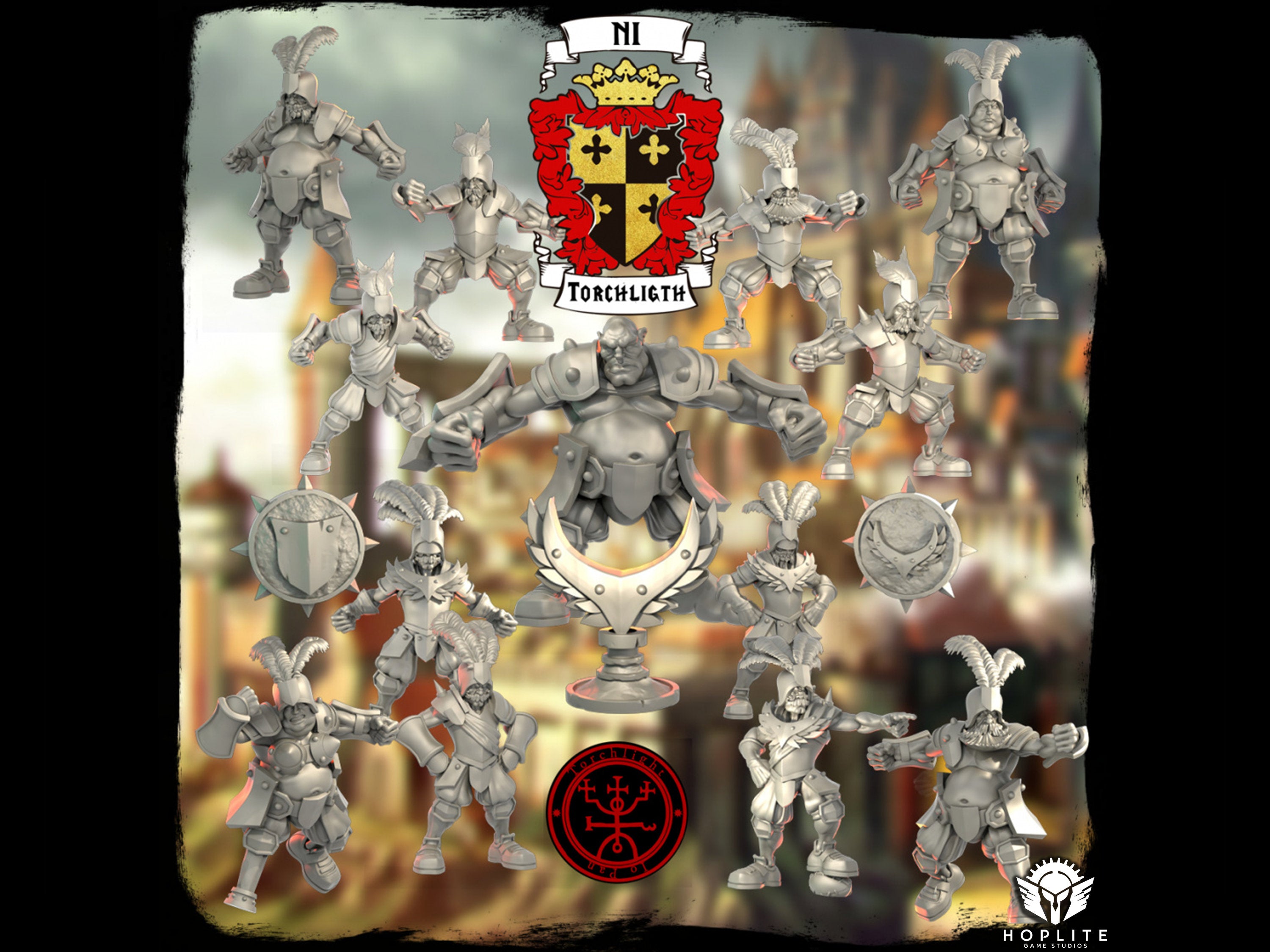 Los Nobles Caballeros de Ni - Equipo de fútbol de fantasía de la realeza imperial - 14 jugadores - Modelos de antorchas