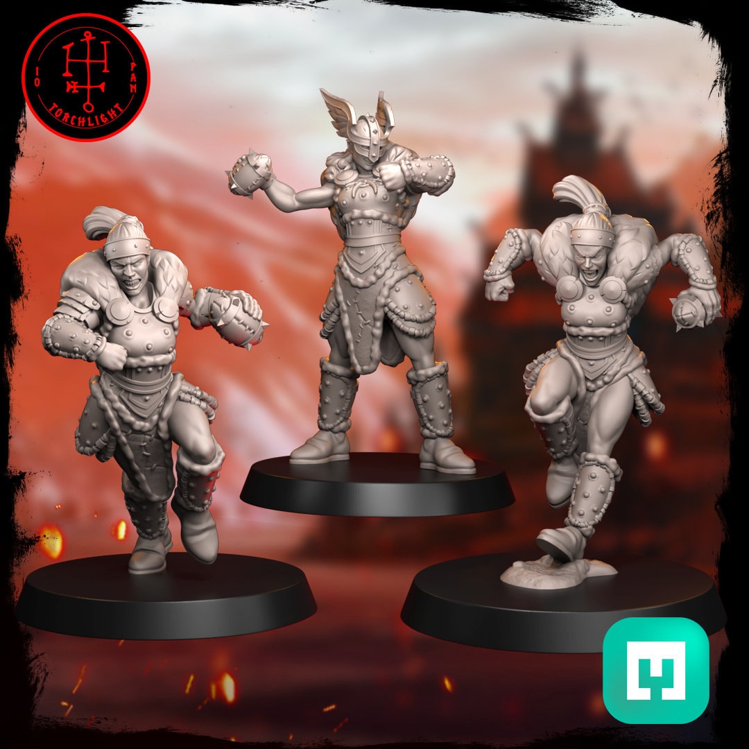 The Field Maidens - Full Norse Amazon Fantasy Football Team - 15 Players - Torchlight Models