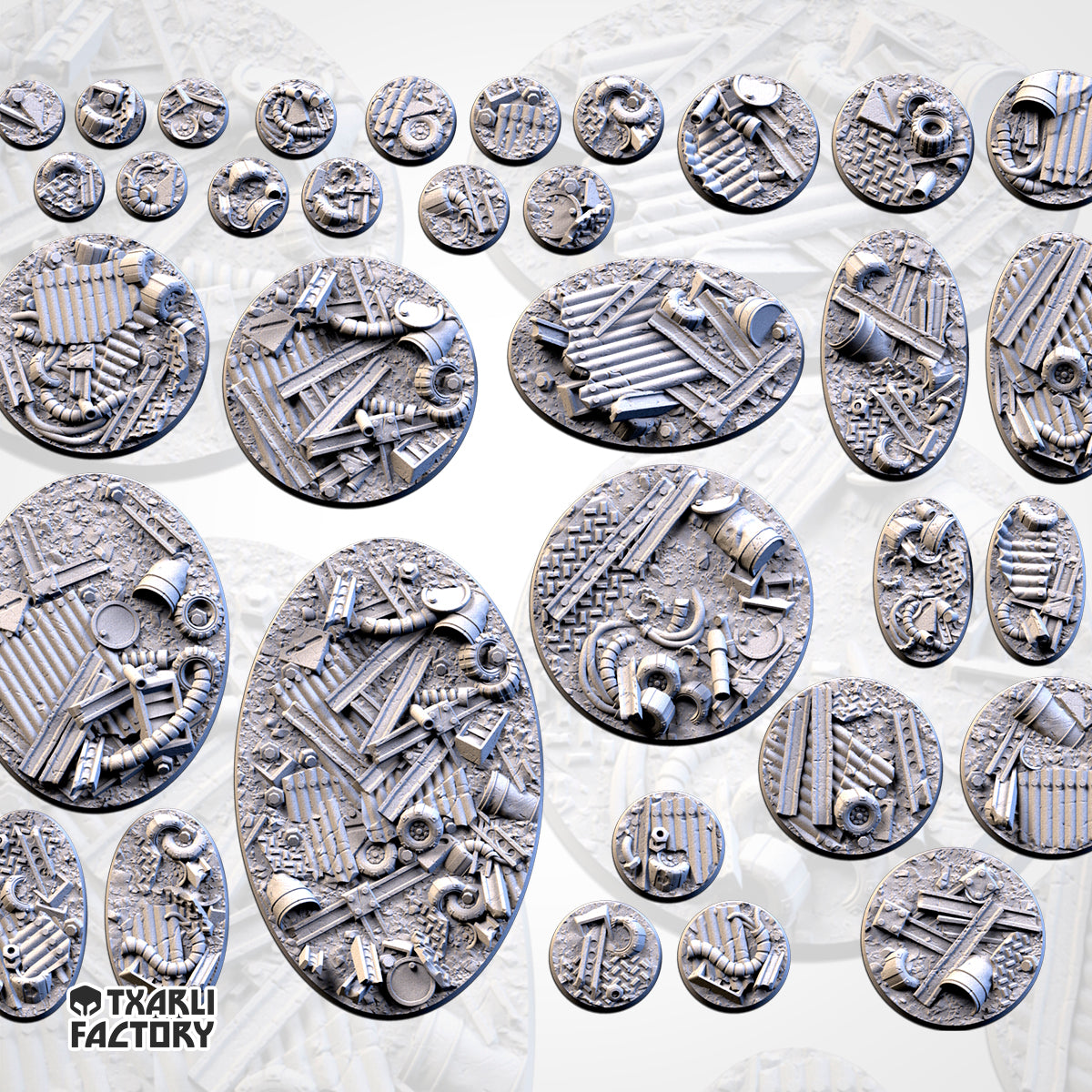 Scrap Bases | 25mm | 32mm | 40mm | Txarli Factory | Magnetizable Scenic Textured Round