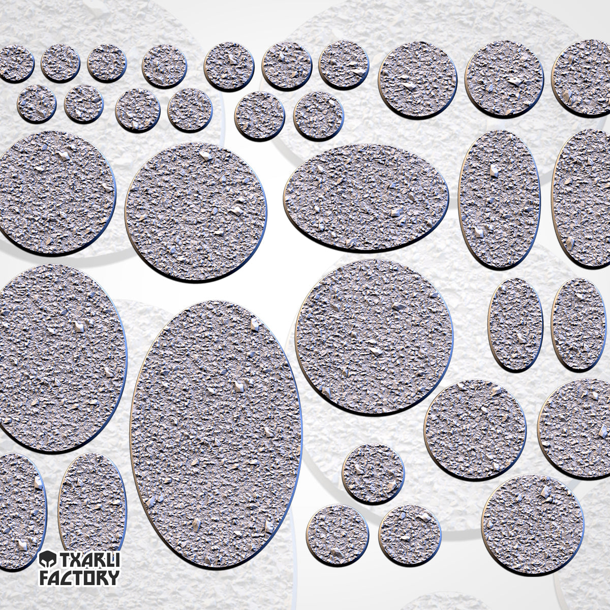 Heavy Gravel Bases | 25mm | 32mm | 40mm | Txarli Factory | Magnetizable Scenic Textured Round