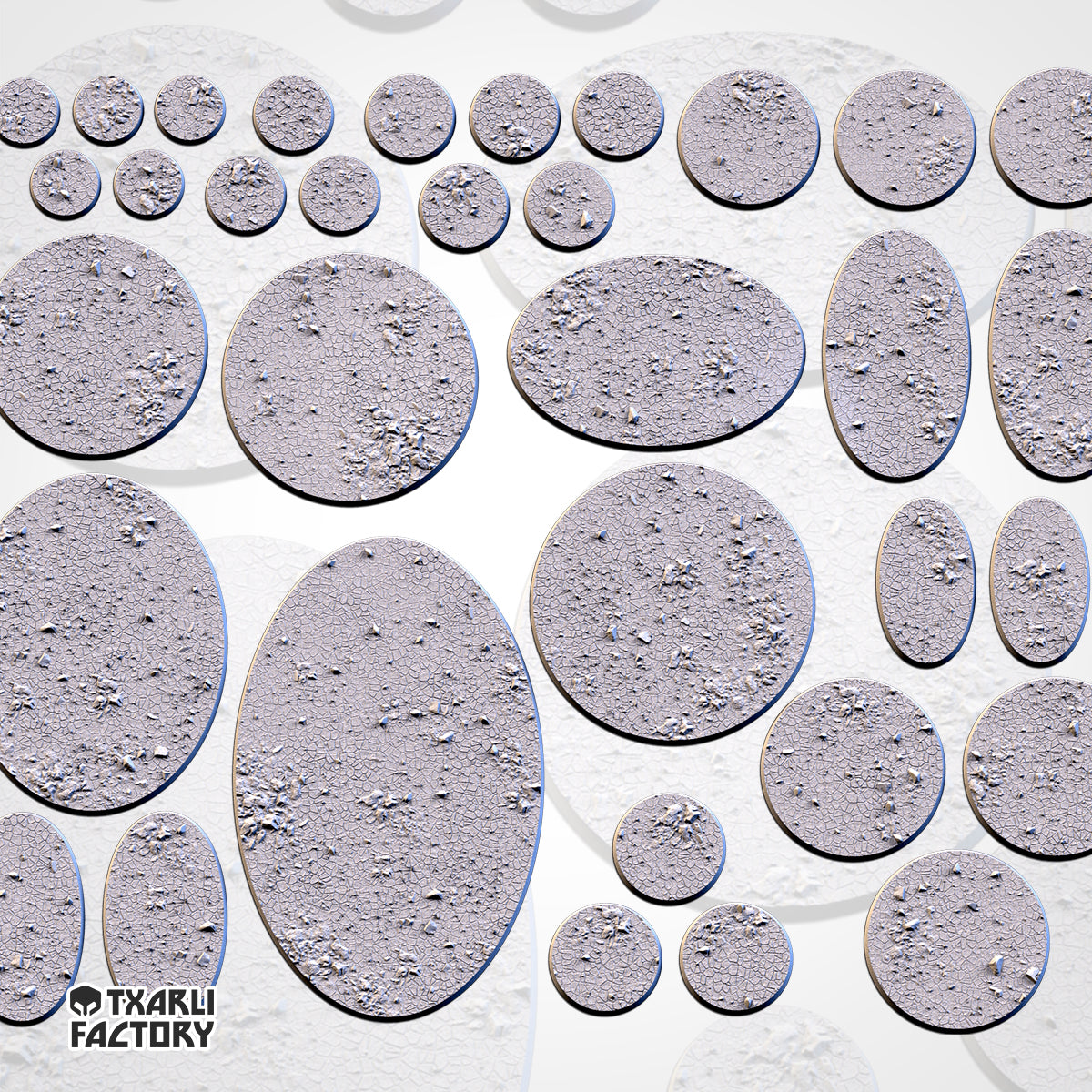 Dry Ground Bases | 25mm | 32mm | 40mm | Txarli Factory | Magnetizable Scenic Textured Round