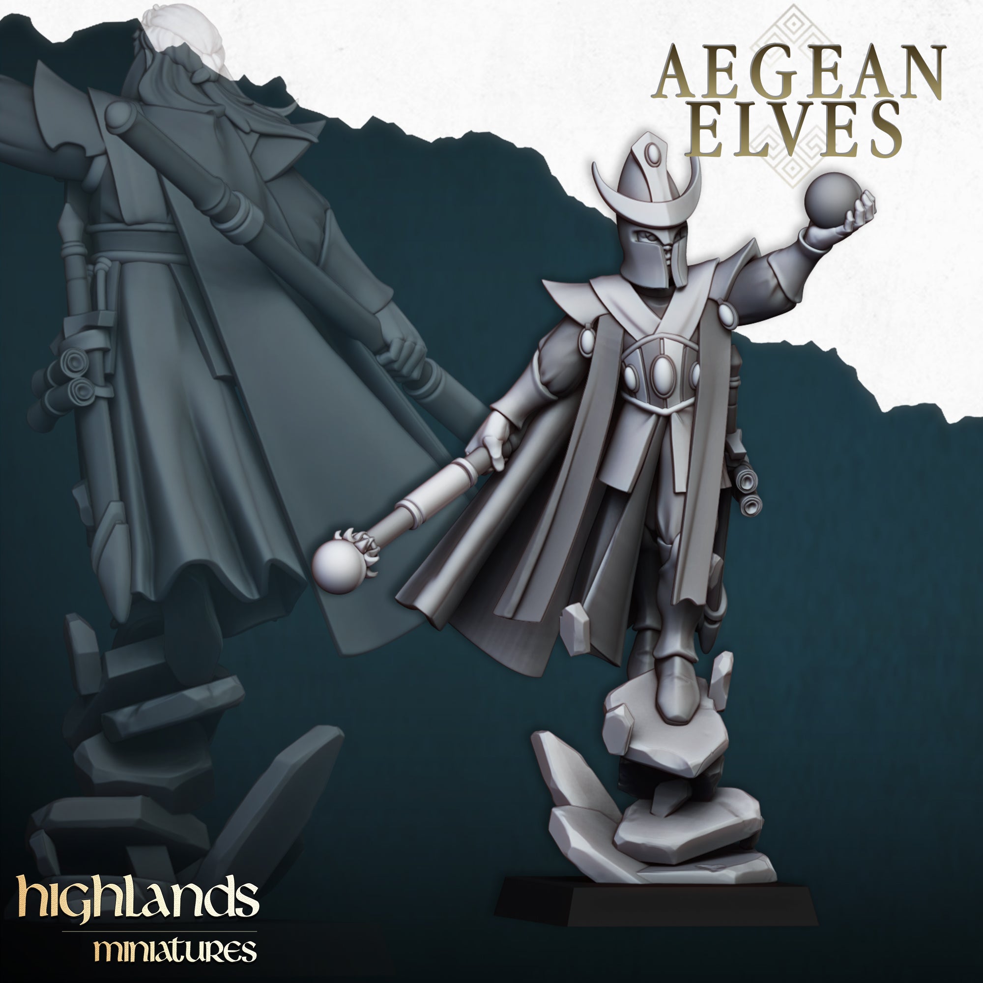 Aegean Elves Mage - Highlands Miniatures