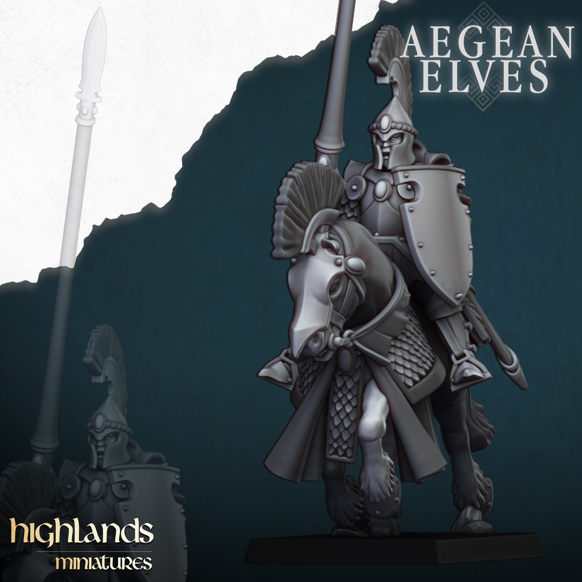 Agean Elves Mounted Lances (x8) - Highlands Miniatures