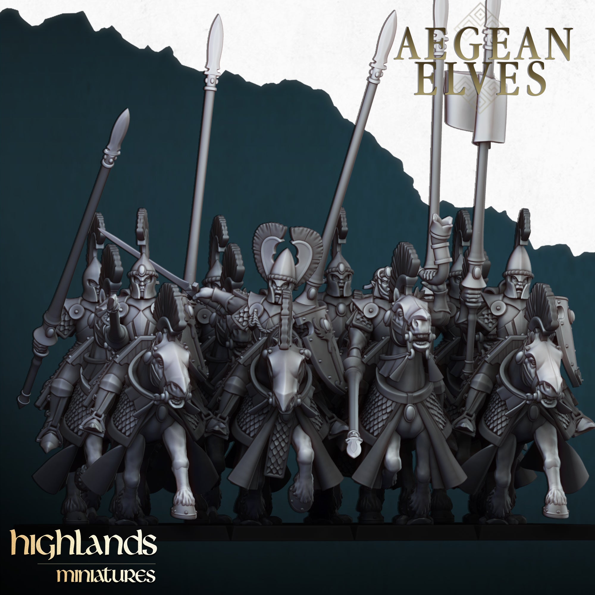 Agean Elves Mounted Lances (x8) - Highlands Miniatures