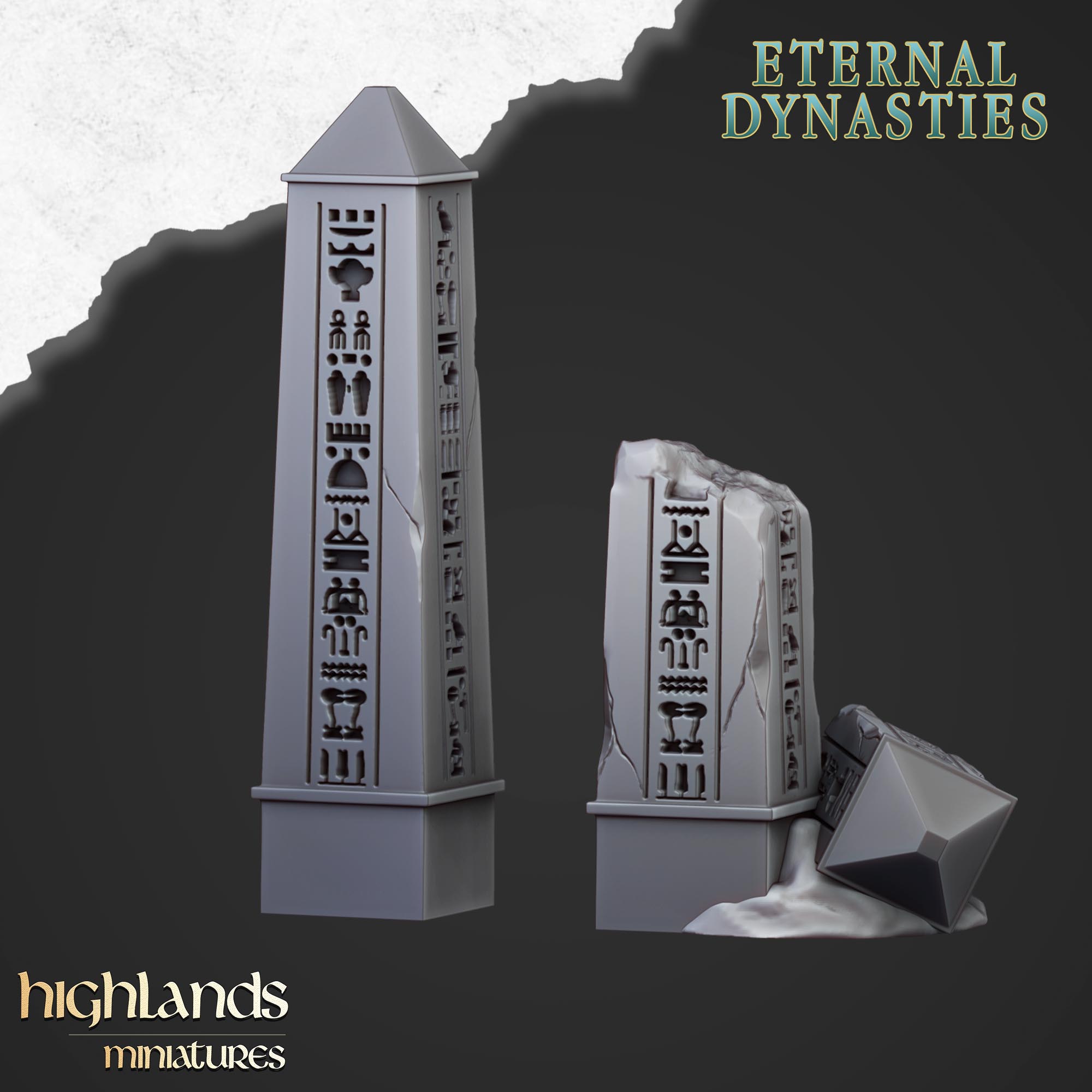 Antikes Obelisk-Gelände (x2) – Ewige Dynastien | Highlands Miniatures